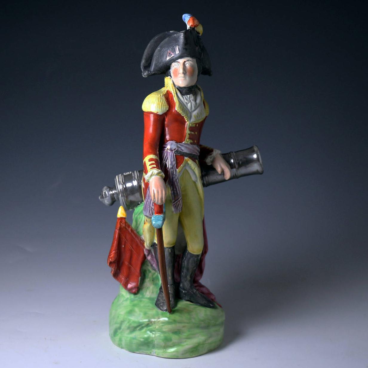 English Antique Staffordshire Pearlware Figure of Duke of Wellington