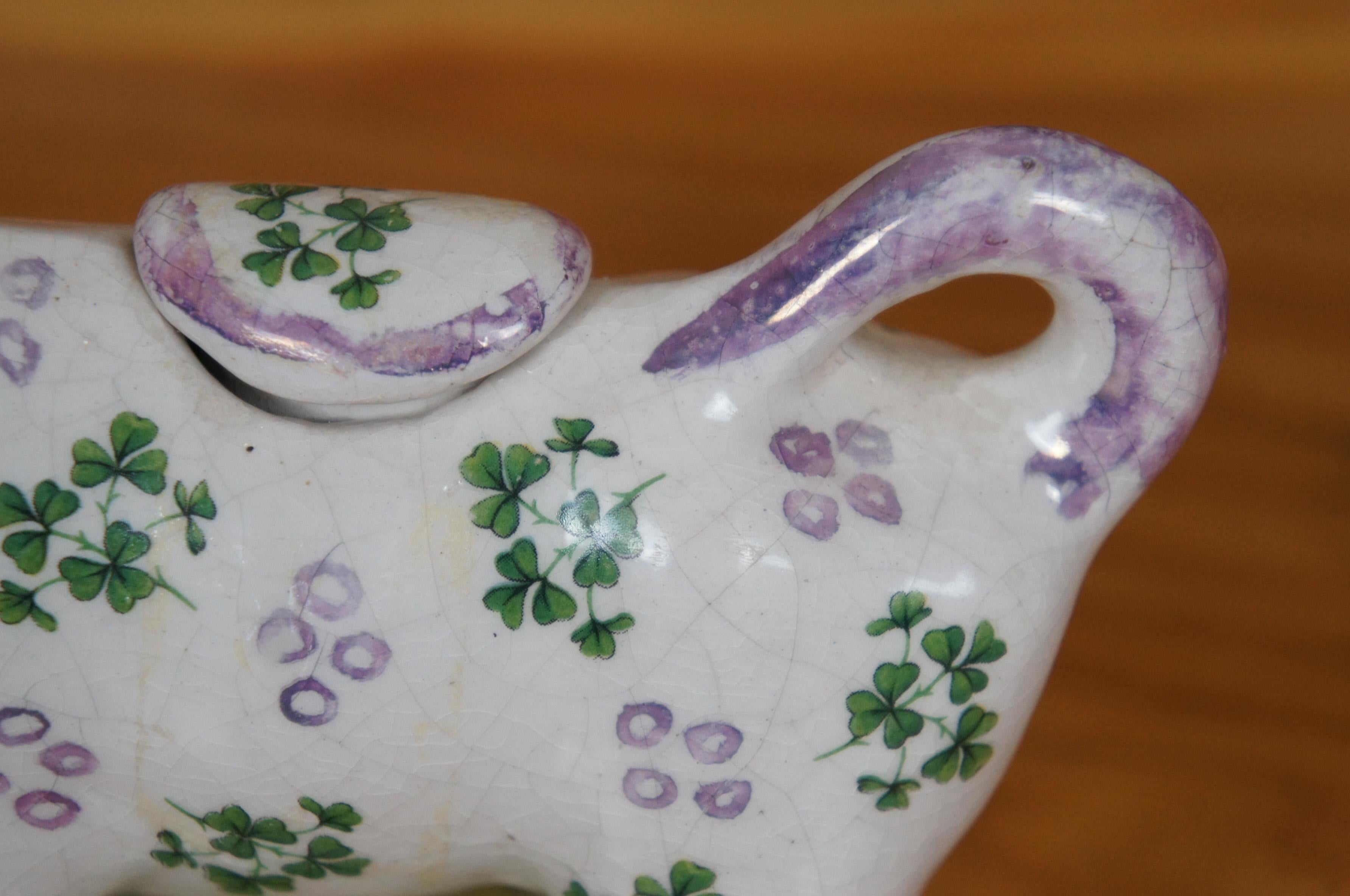 Antiker Staffordshire-Perlengeschirr Shamrock Kleeblatt Kuh Weizenkrug 7