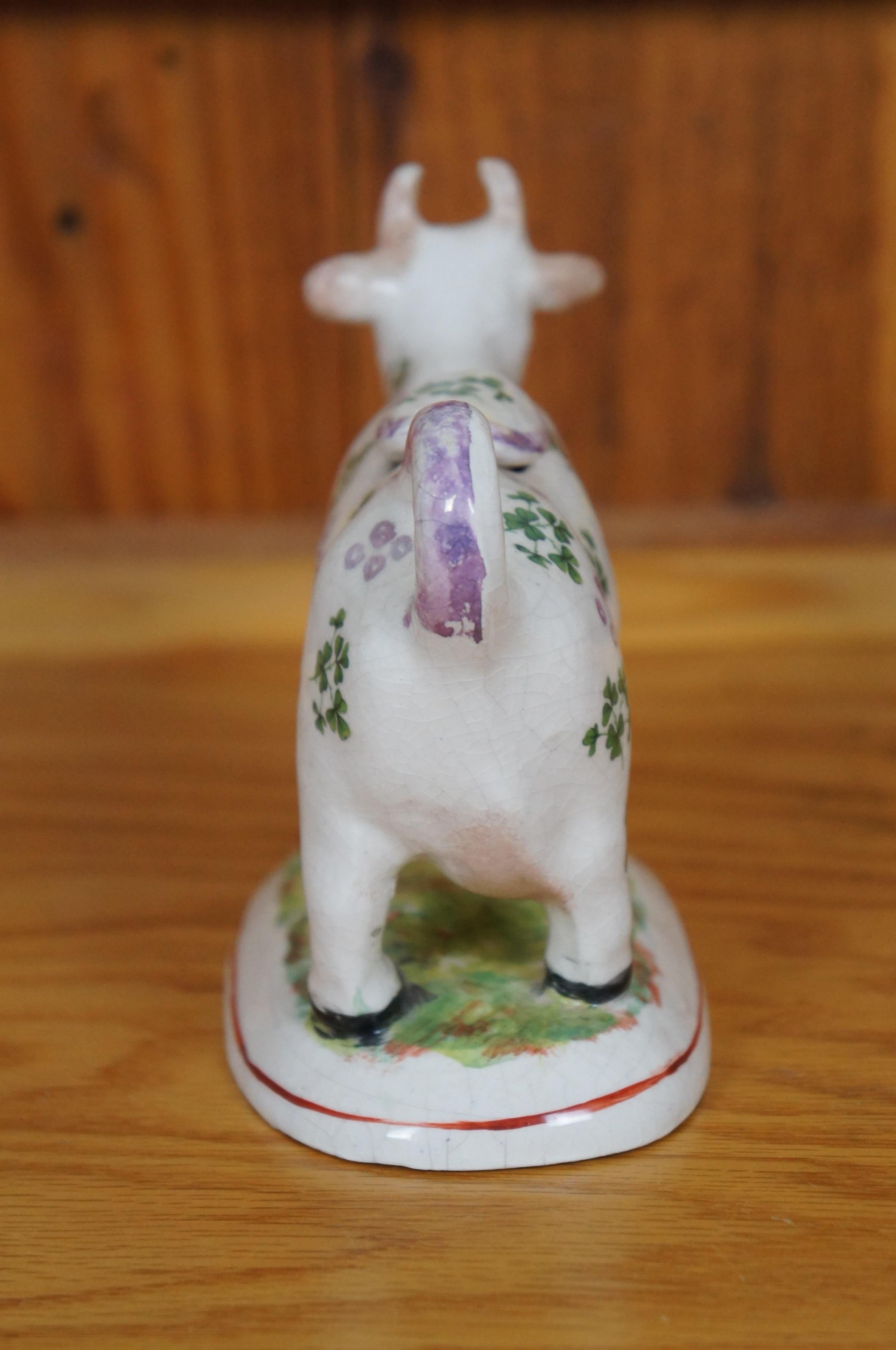 Antiker Staffordshire-Perlengeschirr Shamrock Kleeblatt Kuh Weizenkrug 7