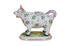 Antique Staffordshire Pearlware Shamrock Clover Cow Creamer Pitcher 7"
