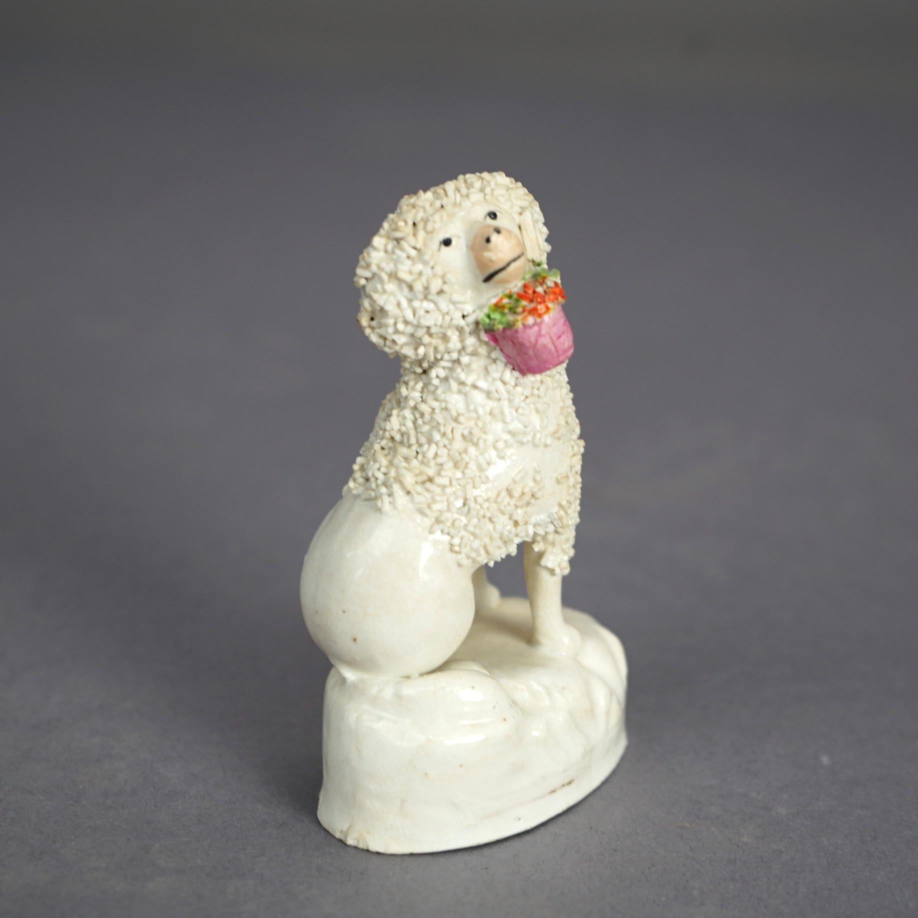 Antique Staffordshire Polychromed Porcelain Zebra & Poodle Dog Figures C1870 For Sale 5