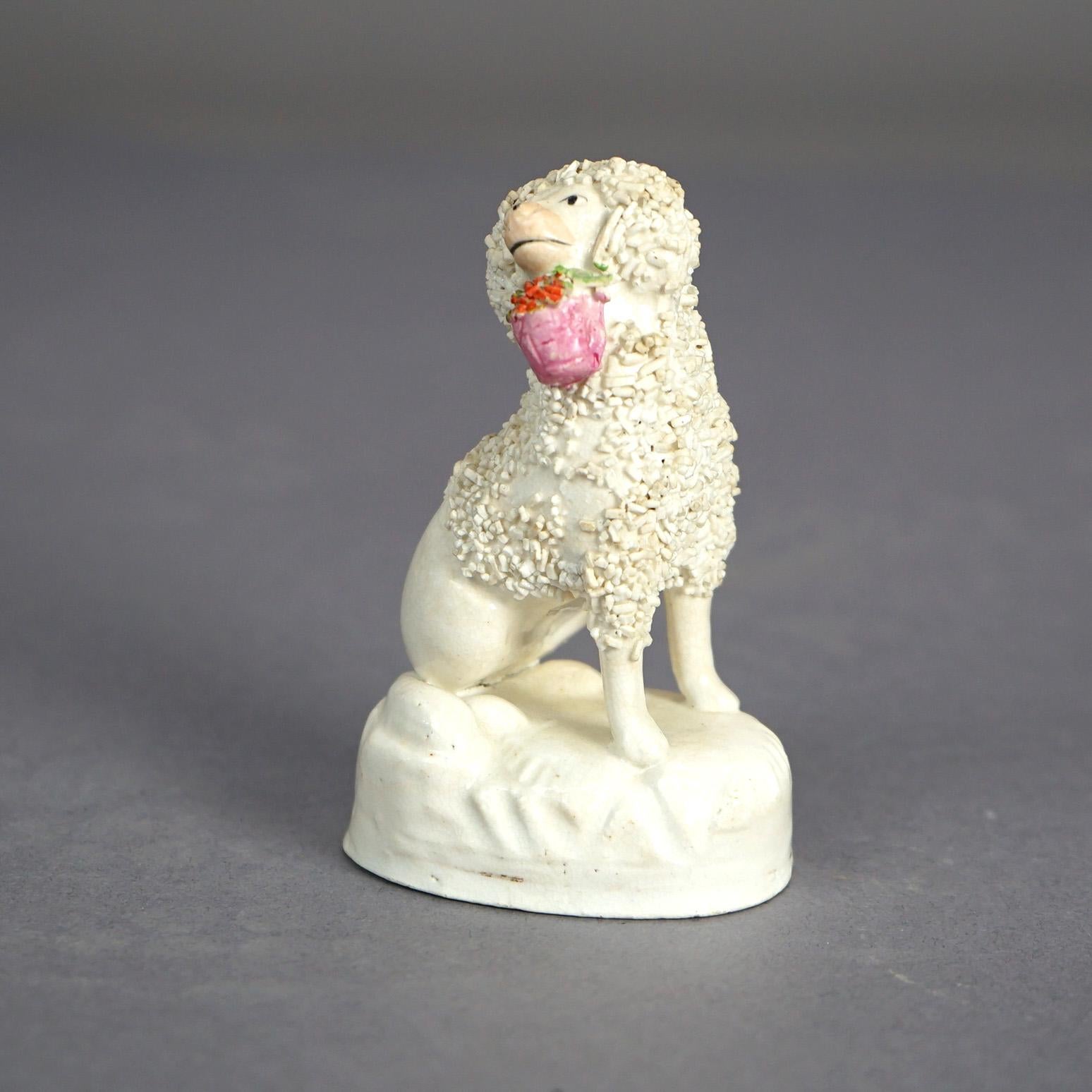 Antique Staffordshire Polychromed Porcelain Zebra & Poodle Dog Figures C1870 For Sale 6