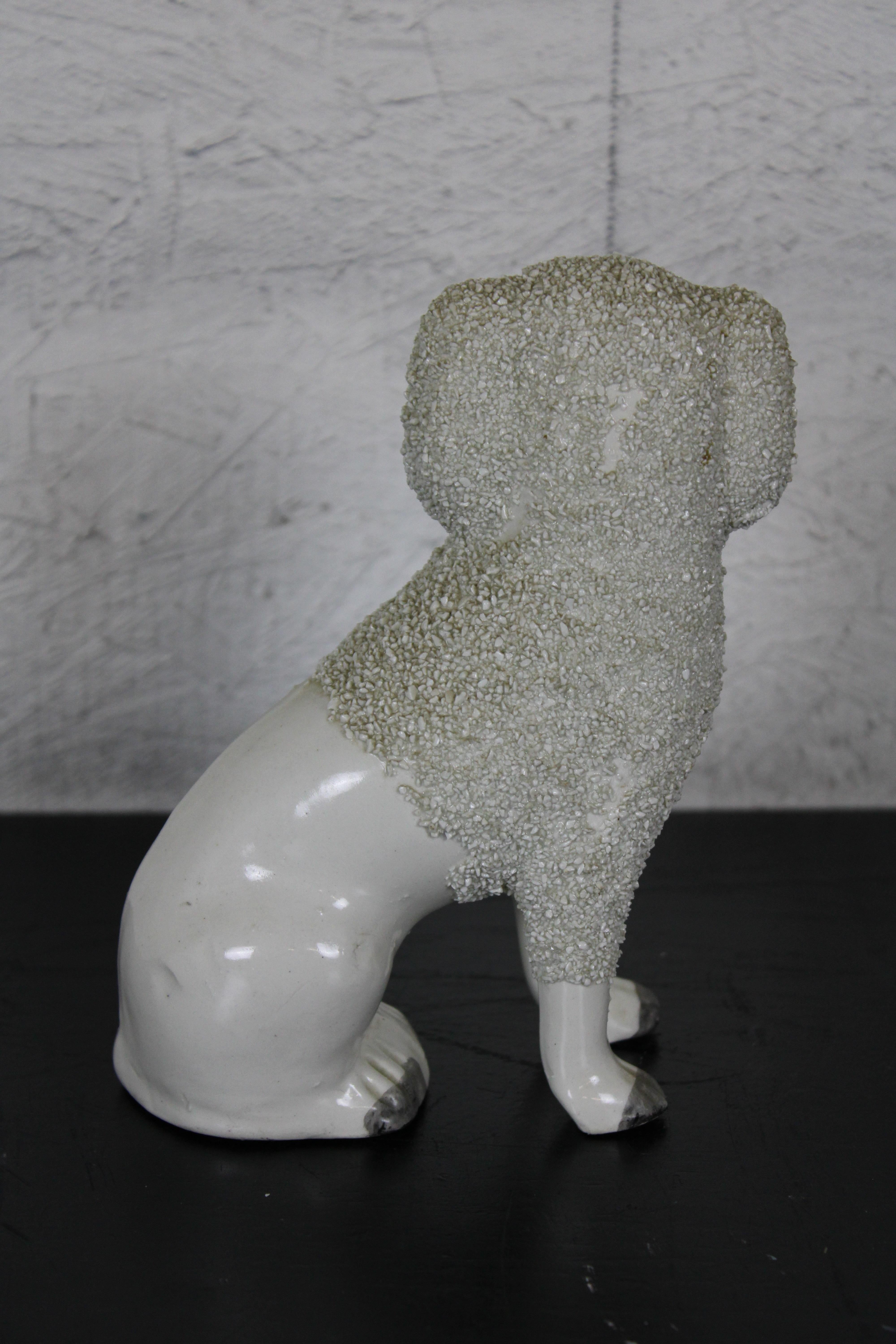 Antique Staffordshire Porcelain Confetti Poodle Wally Dog Figurine For