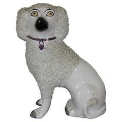 Antique Staffordshire Porcelain Confetti Poodle Wally Dog Figurine