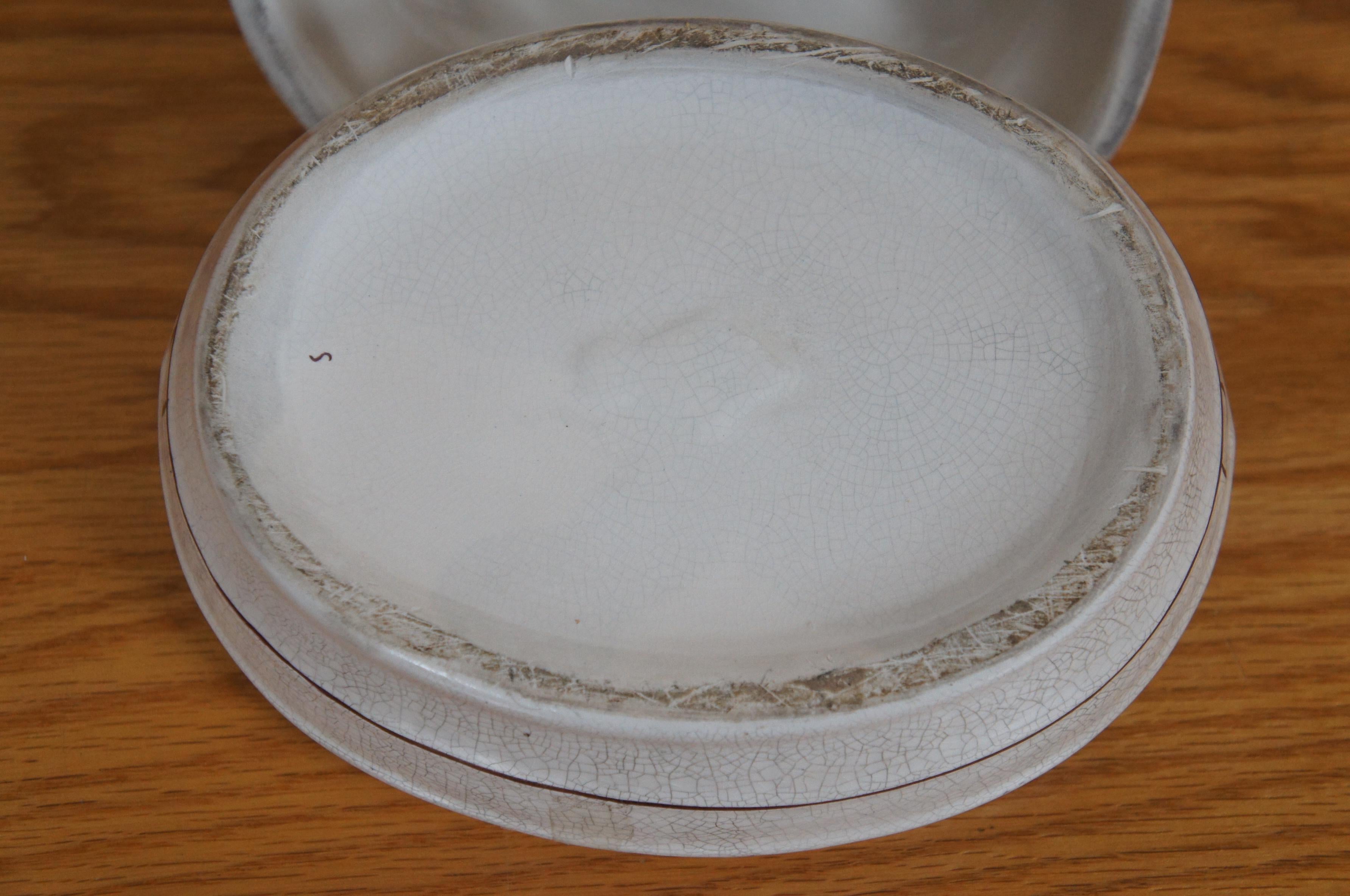 Antique Staffordshire Porcelana Vaca Tapa Mantequera Sopera Baratija 7