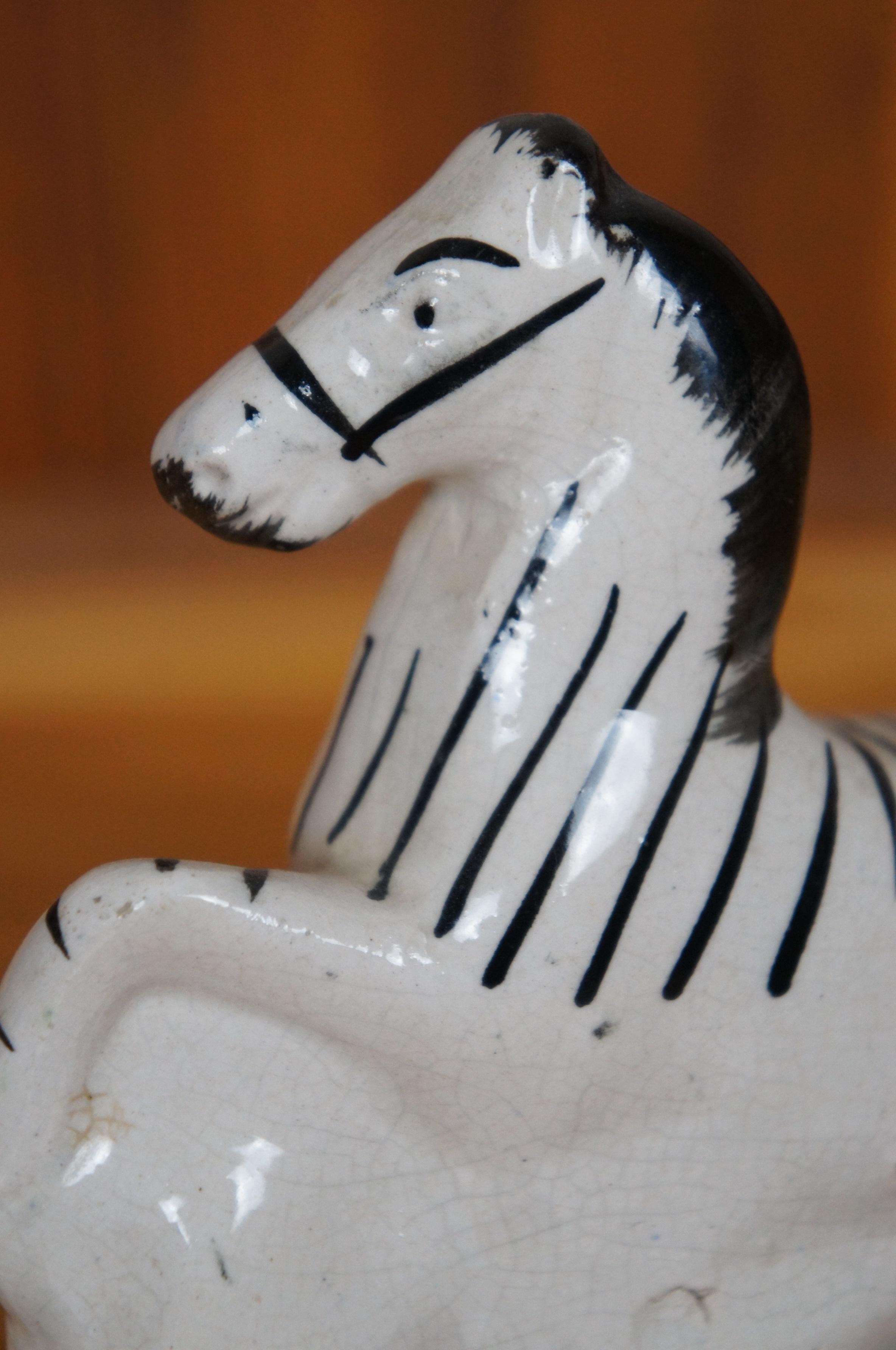 Antique Staffordshire Porcelain Flatback African Zebra Striped Horse Figurine 7