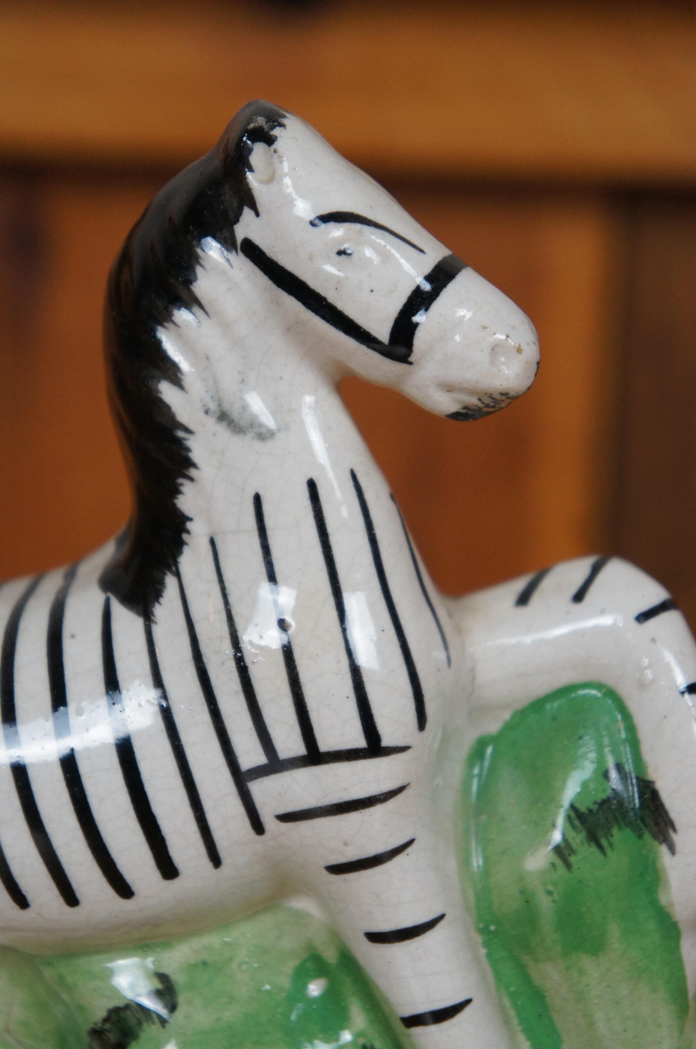 Antique Staffordshire Porcelain Flatback African Zebra Striped Horse Figurine 7
