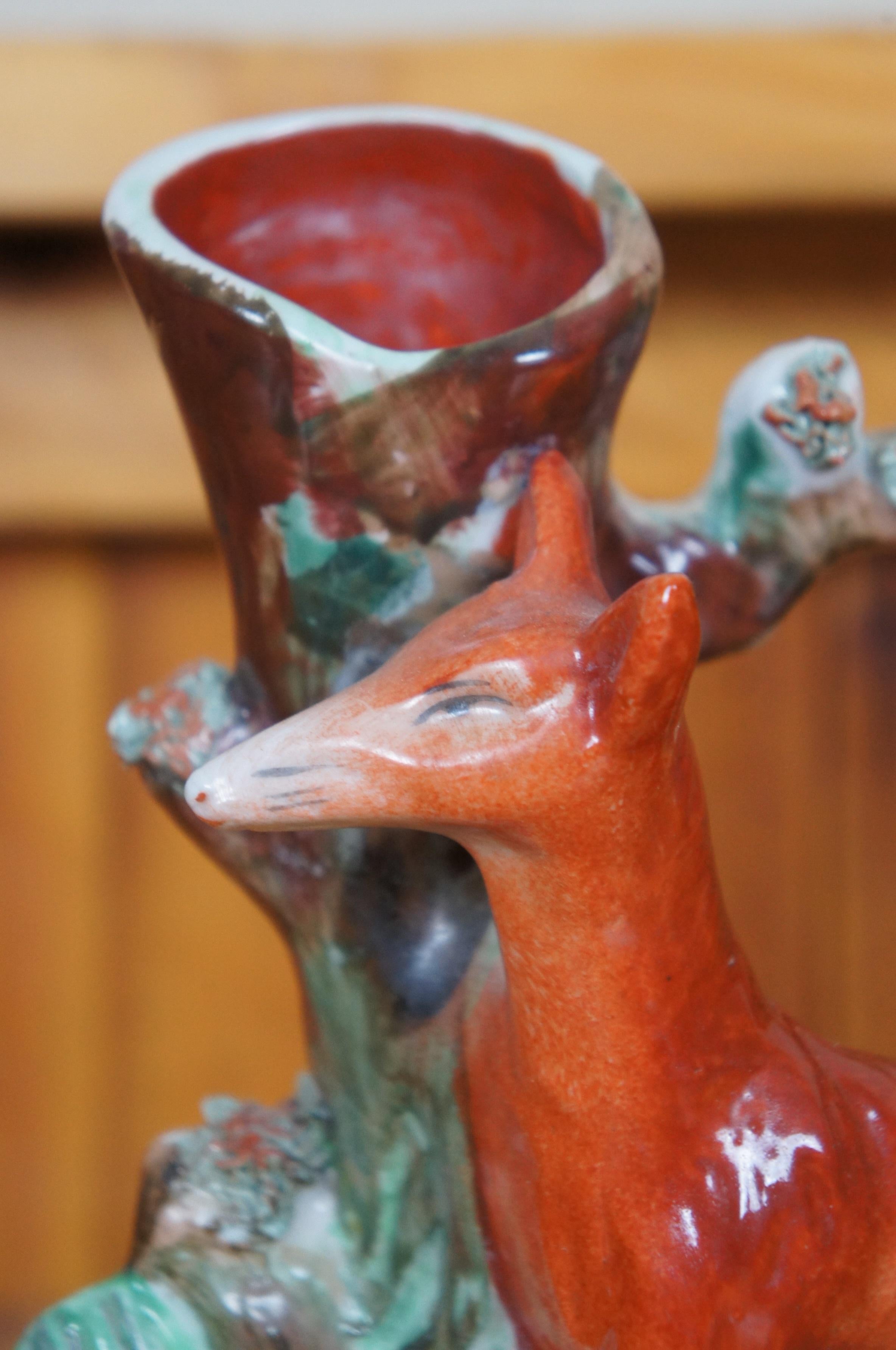 Antique Staffordshire Porcelain Fox Pheasant Hunt Pastille Burner Spill Vase 8