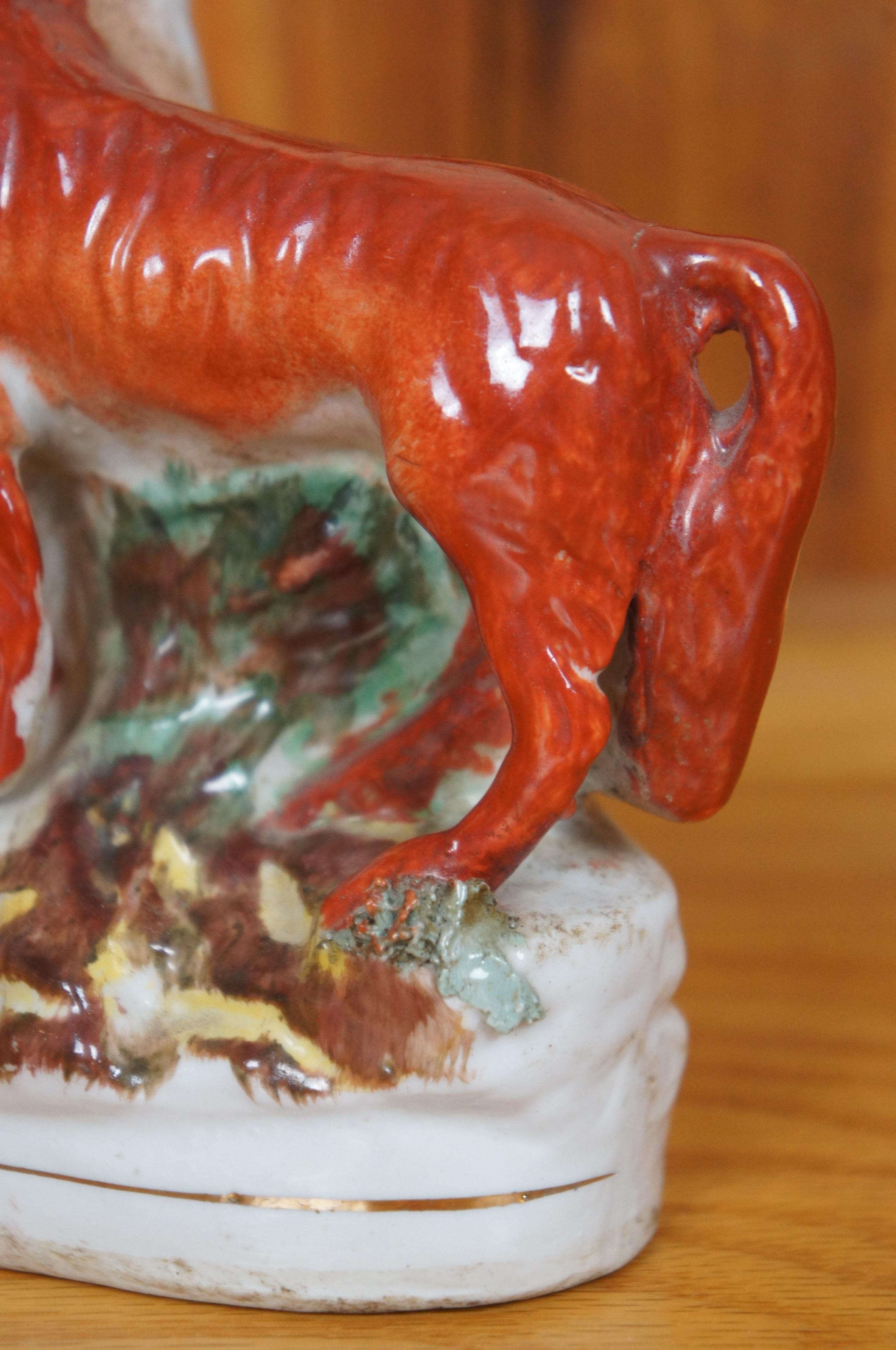 Antique Staffordshire Porcelain Fox Pheasant Hunt Pastille Burner Spill Vase 8