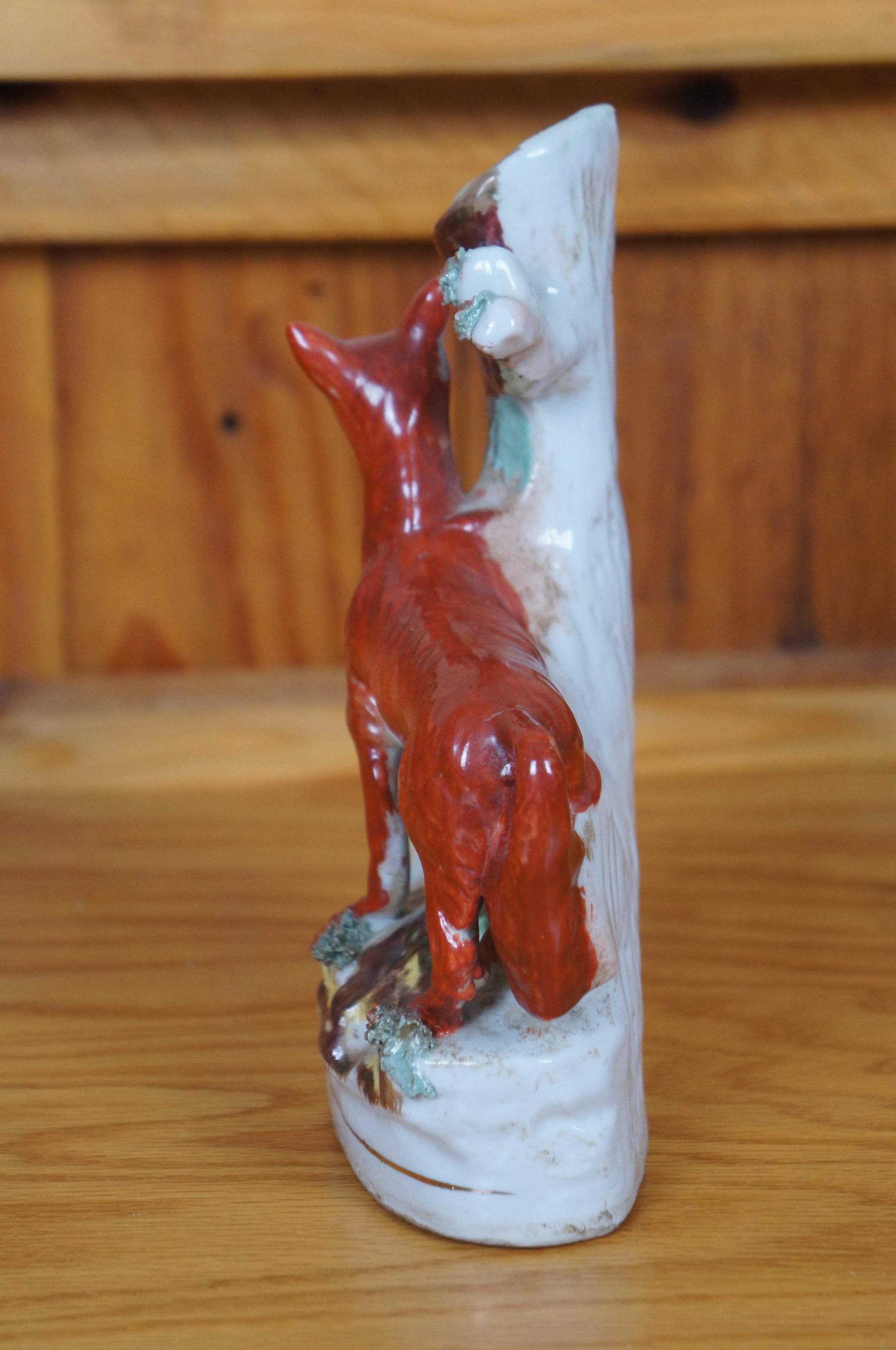 Antique Staffordshire Porcelain Fox Pheasant Hunt Pastille Burner Spill Vase 8