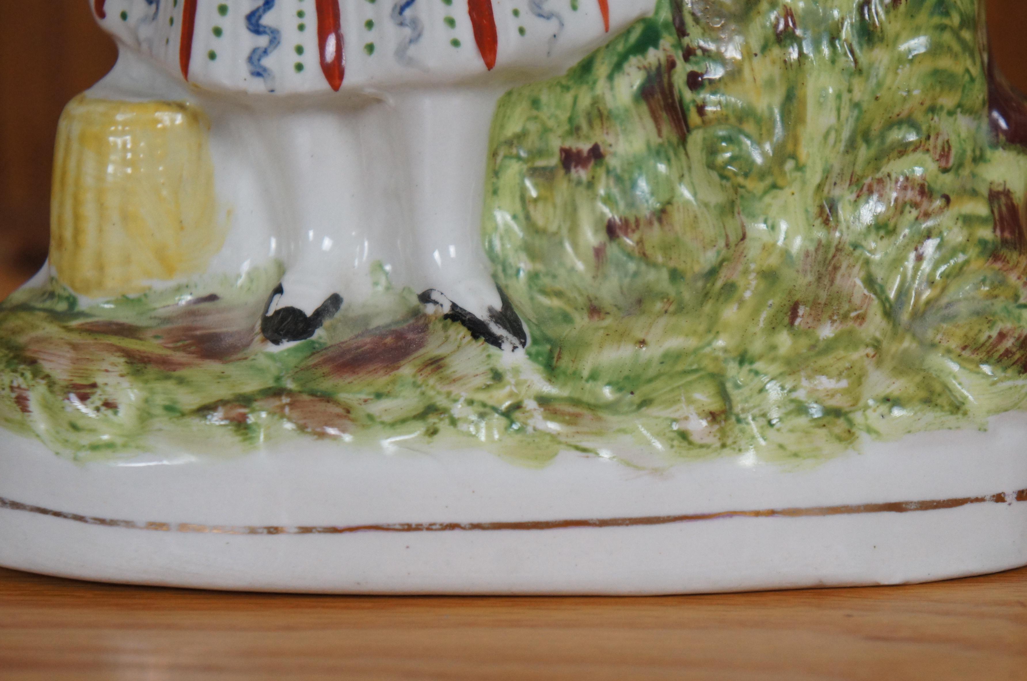 Antico vaso in porcellana dello Staffordshire con fagiano e coniglio da rovesciare 11