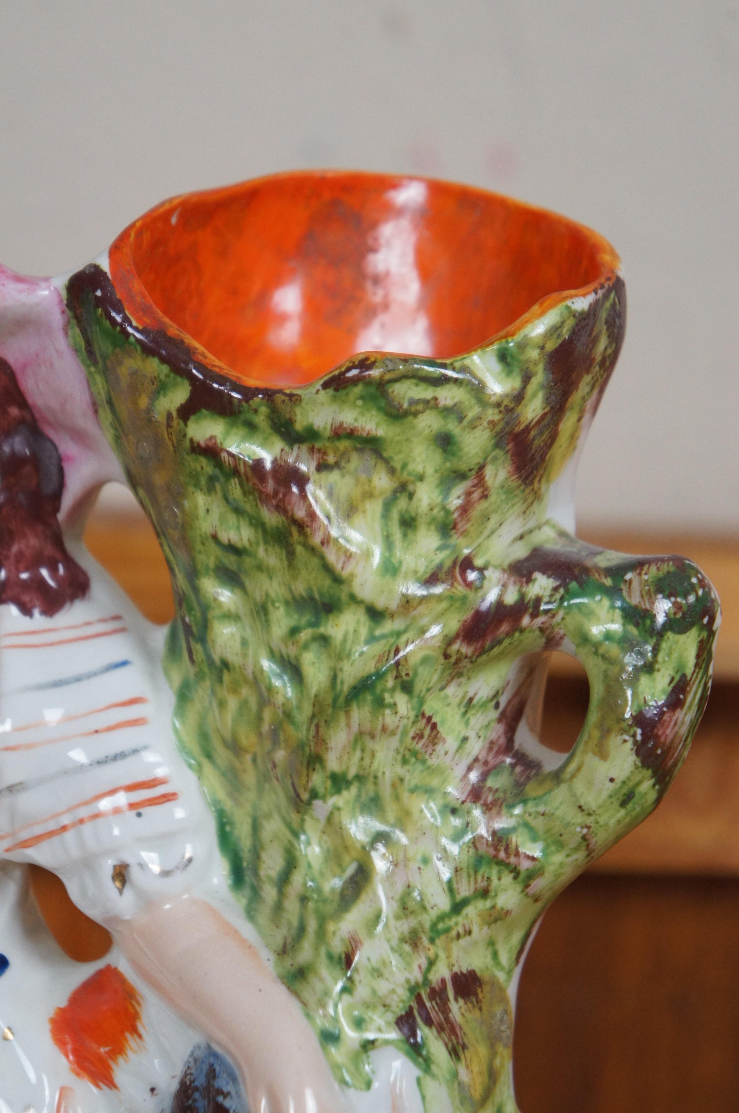 Antico vaso in porcellana dello Staffordshire con fagiano e coniglio da rovesciare 11