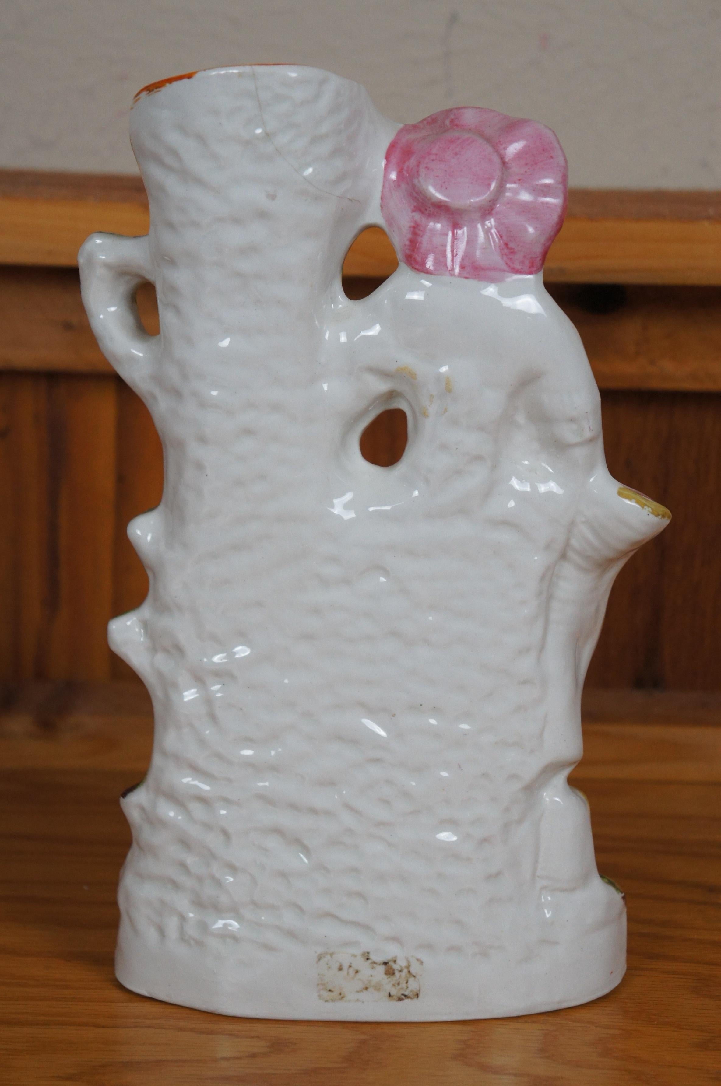 Antico vaso in porcellana dello Staffordshire con fagiano e coniglio da rovesciare 11