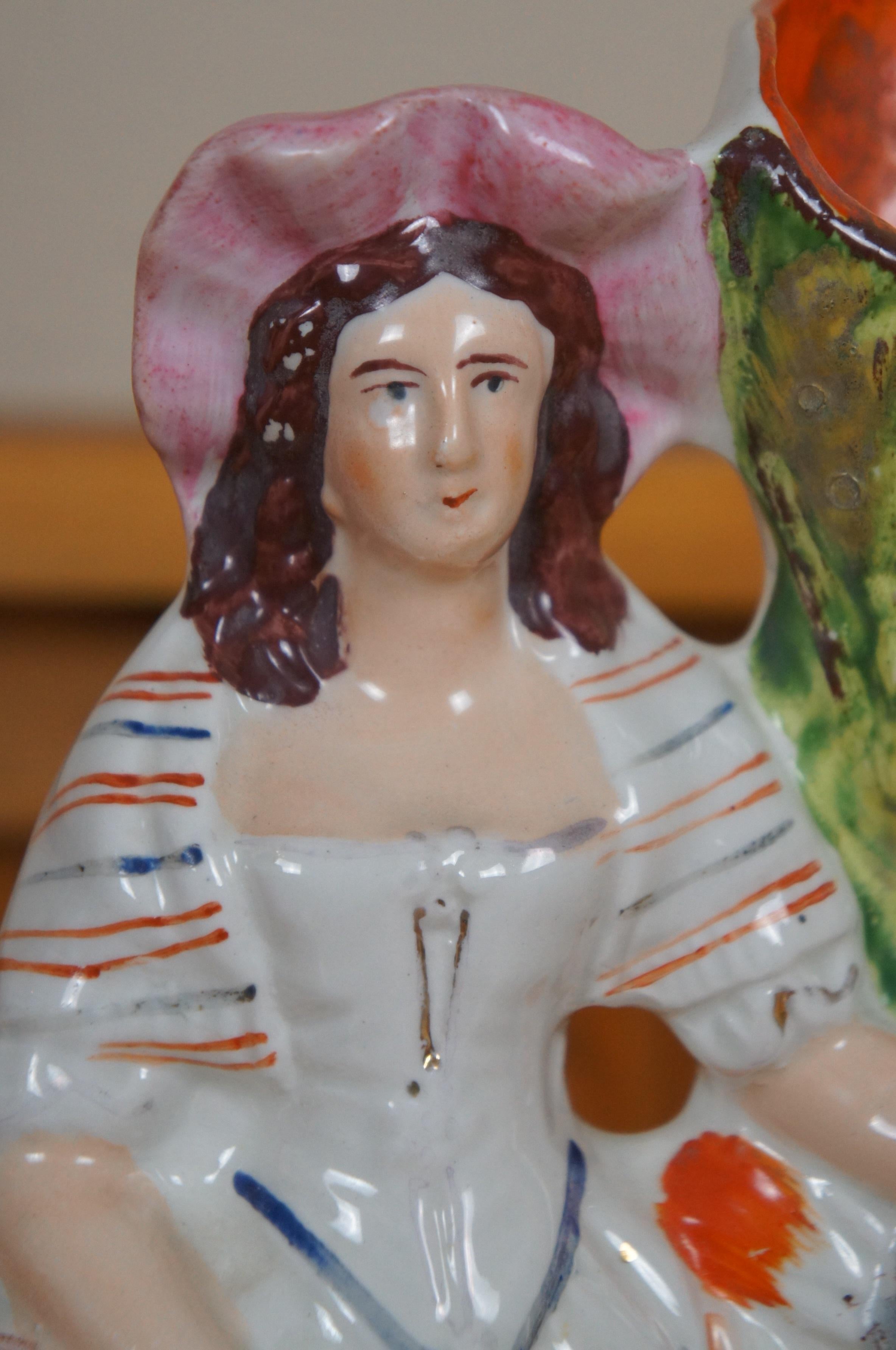 Antico vaso in porcellana dello Staffordshire con fagiano e coniglio da rovesciare 11
