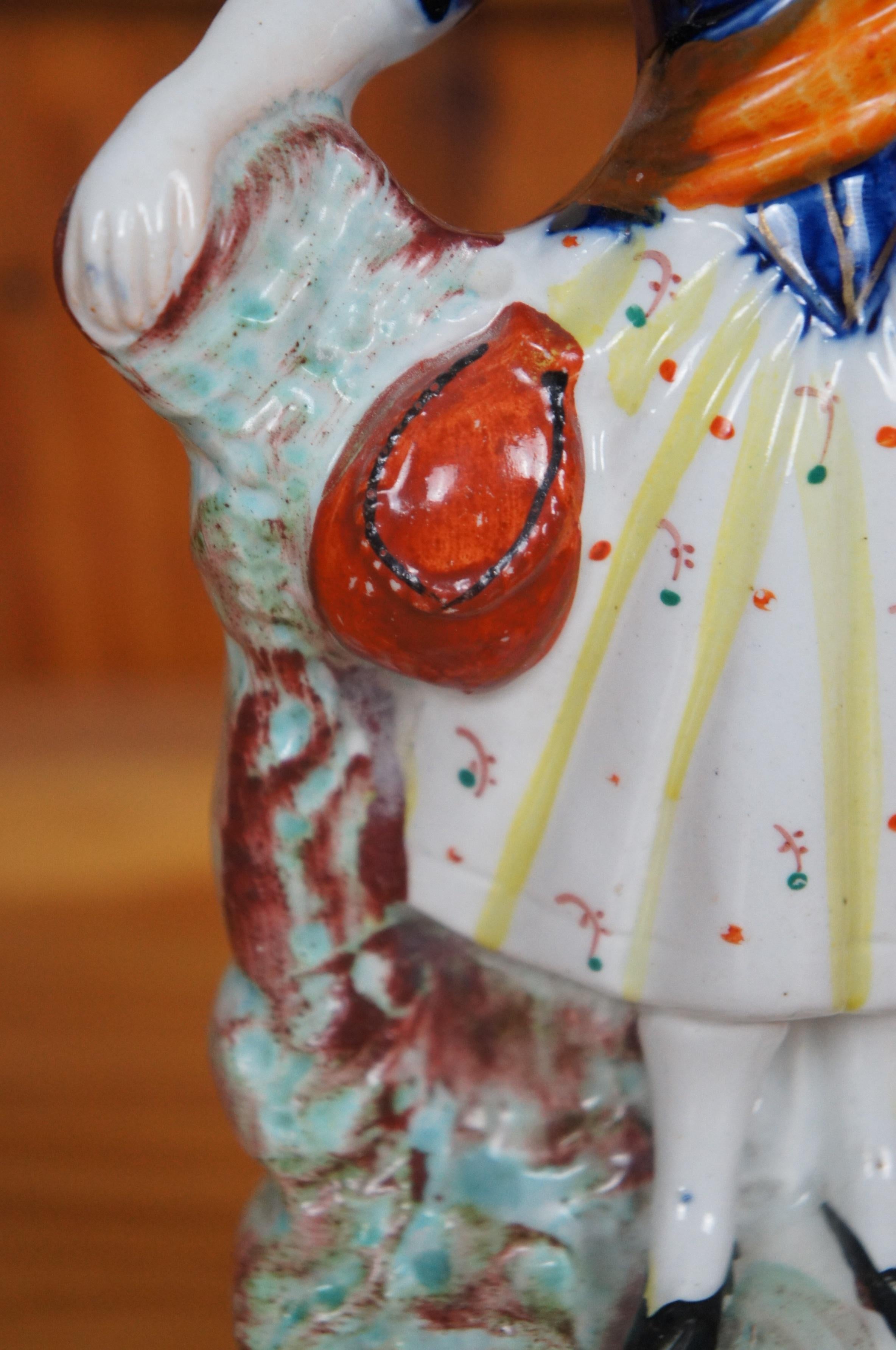Antique Staffordshire Porcelain Highlander Shepherdess & Sheep Figurine 11