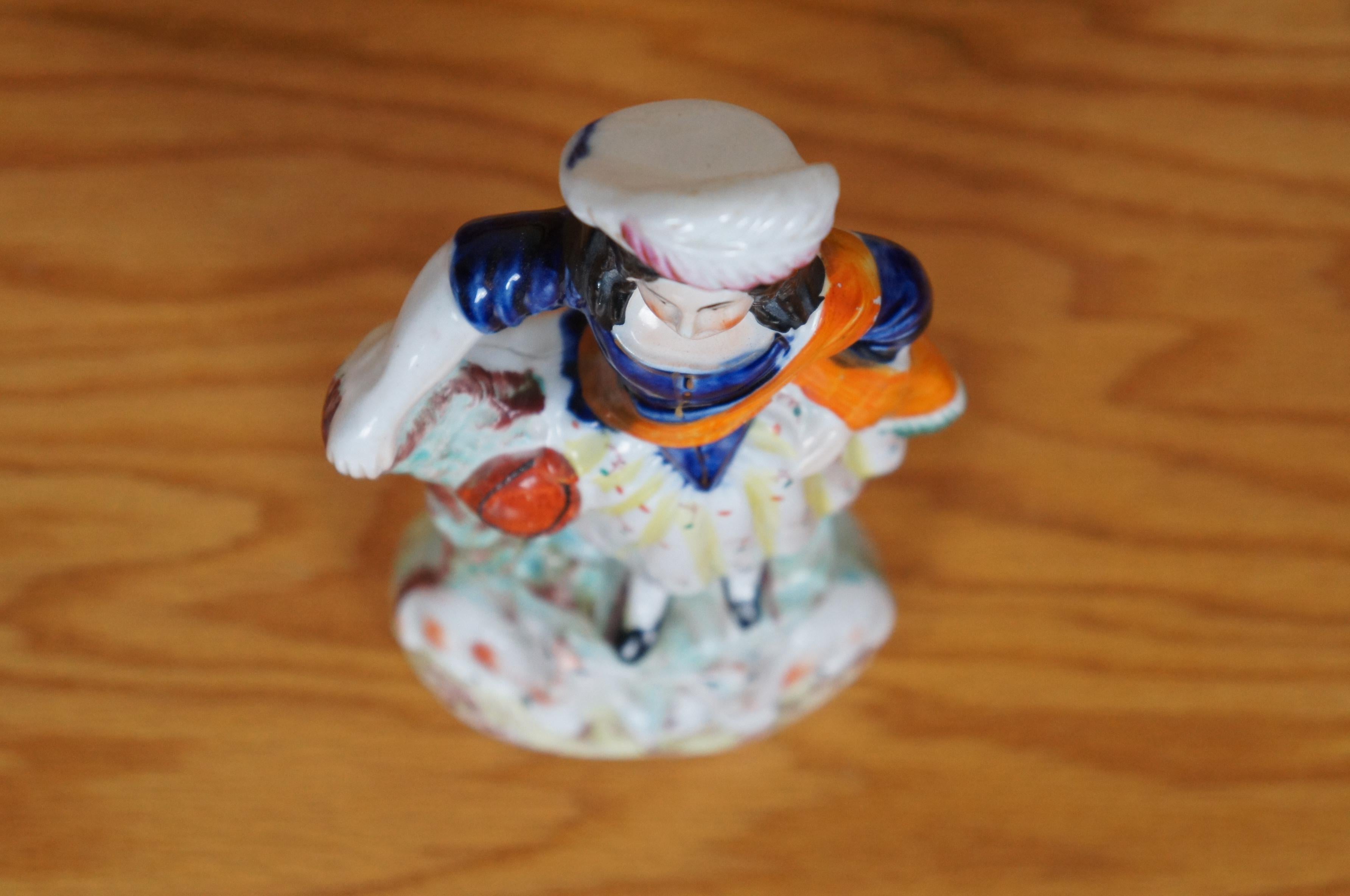 Antique Staffordshire Porcelain Highlander Shepherdess & Sheep Figurine 11