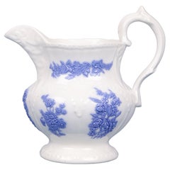 Antique Staffordshire Porcelain Lilac Sprig Decorated Jug