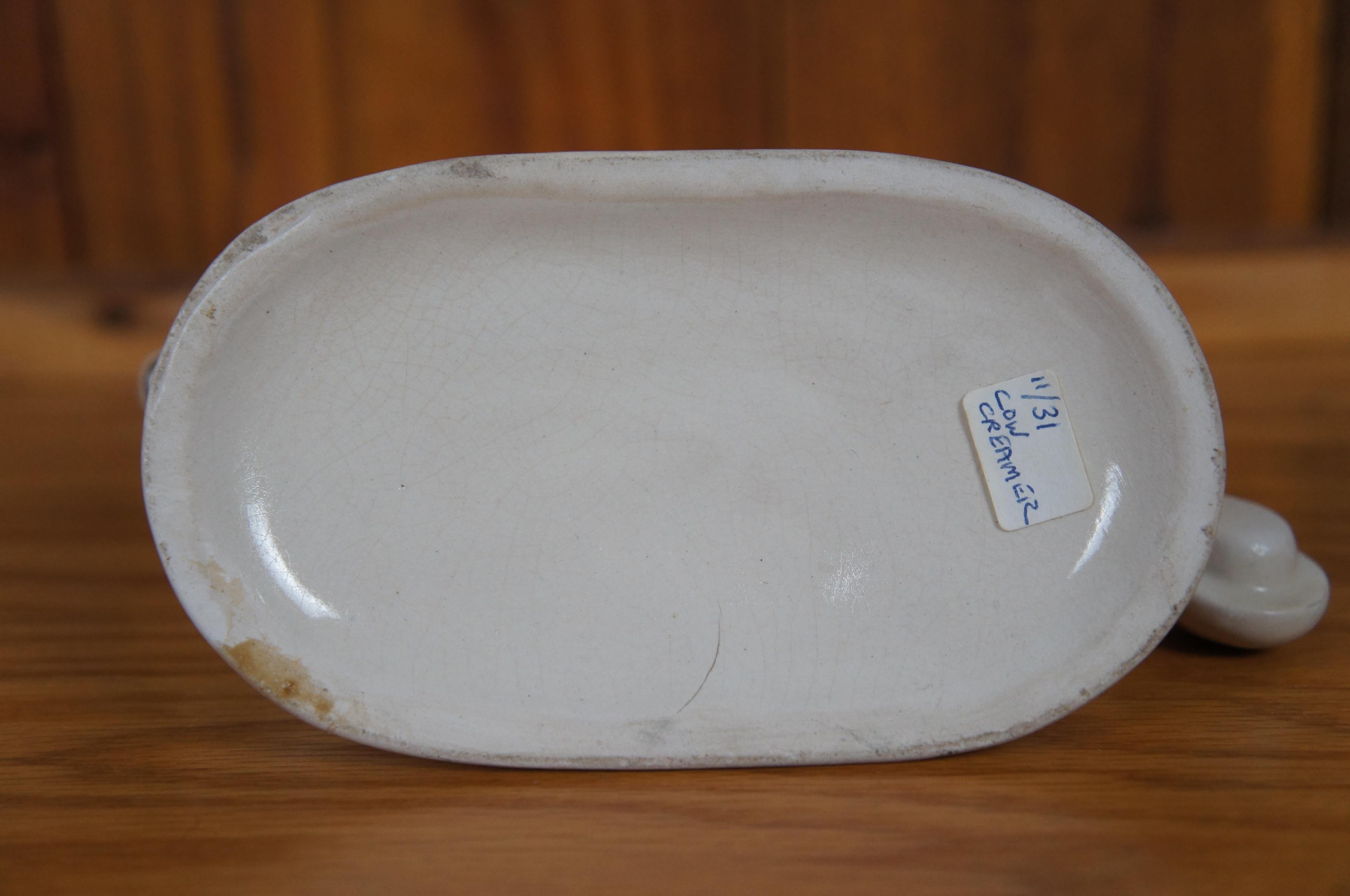 Antiker Staffordshire-Porzellan-Krug in Rot & Weiß mit Kuh und Gänseblümchen in Gänseblümchenform, 7
