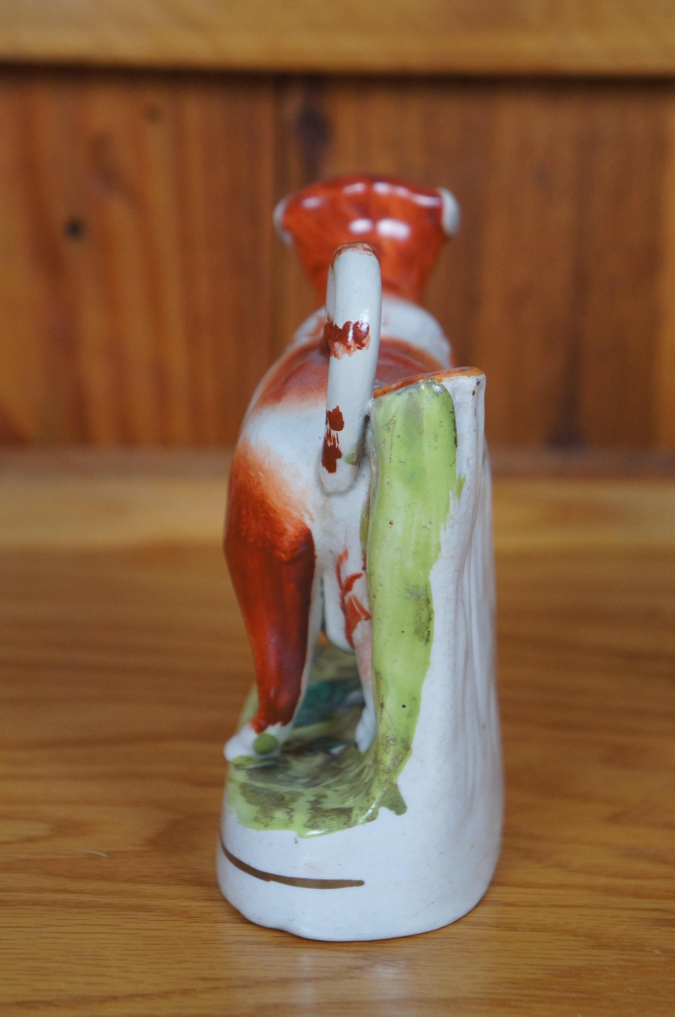 Antique Staffordshire Porcelain Red & White Cow Spill Vase Creamer Pitcher 7