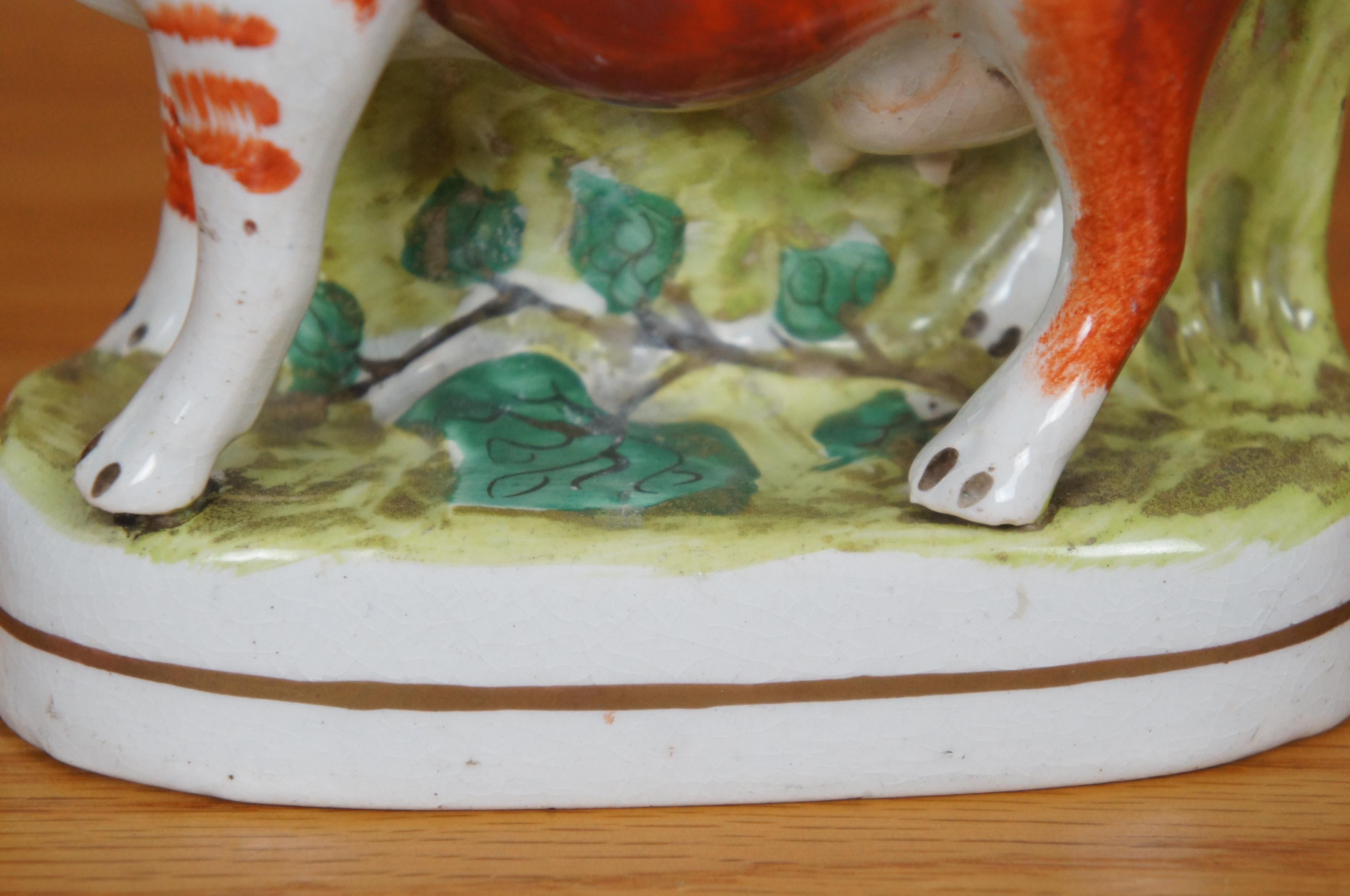 Antique Staffordshire Porcelain Red & White Cow Spill Vase Creamer Pitcher 7
