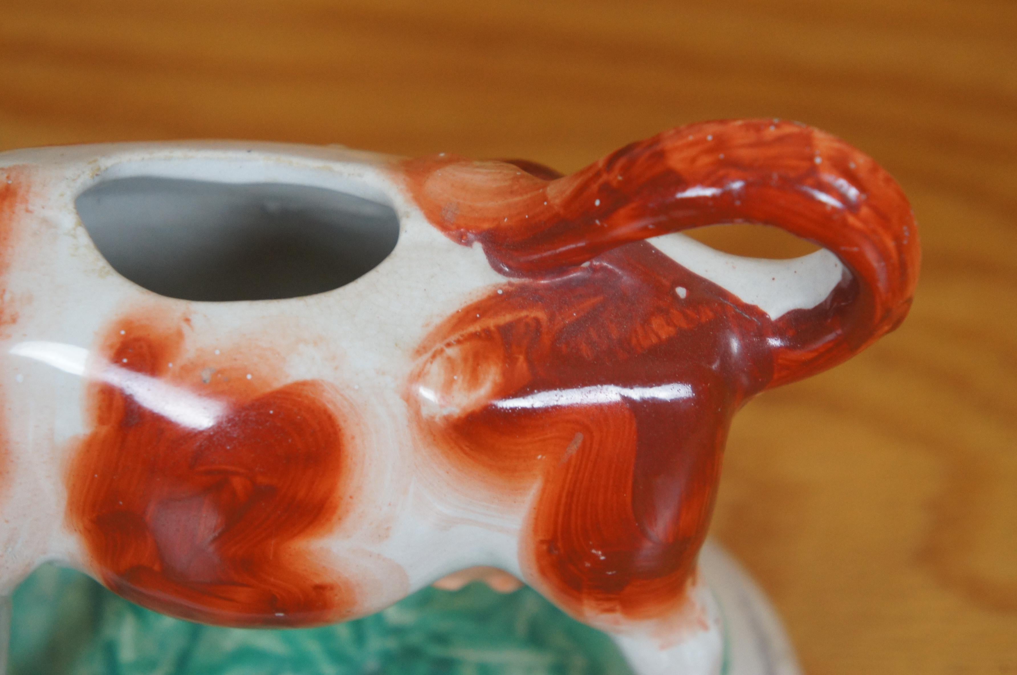 Antique Staffordshire Porcelain Red & White Dairy Cow Creamer Pitcher 7