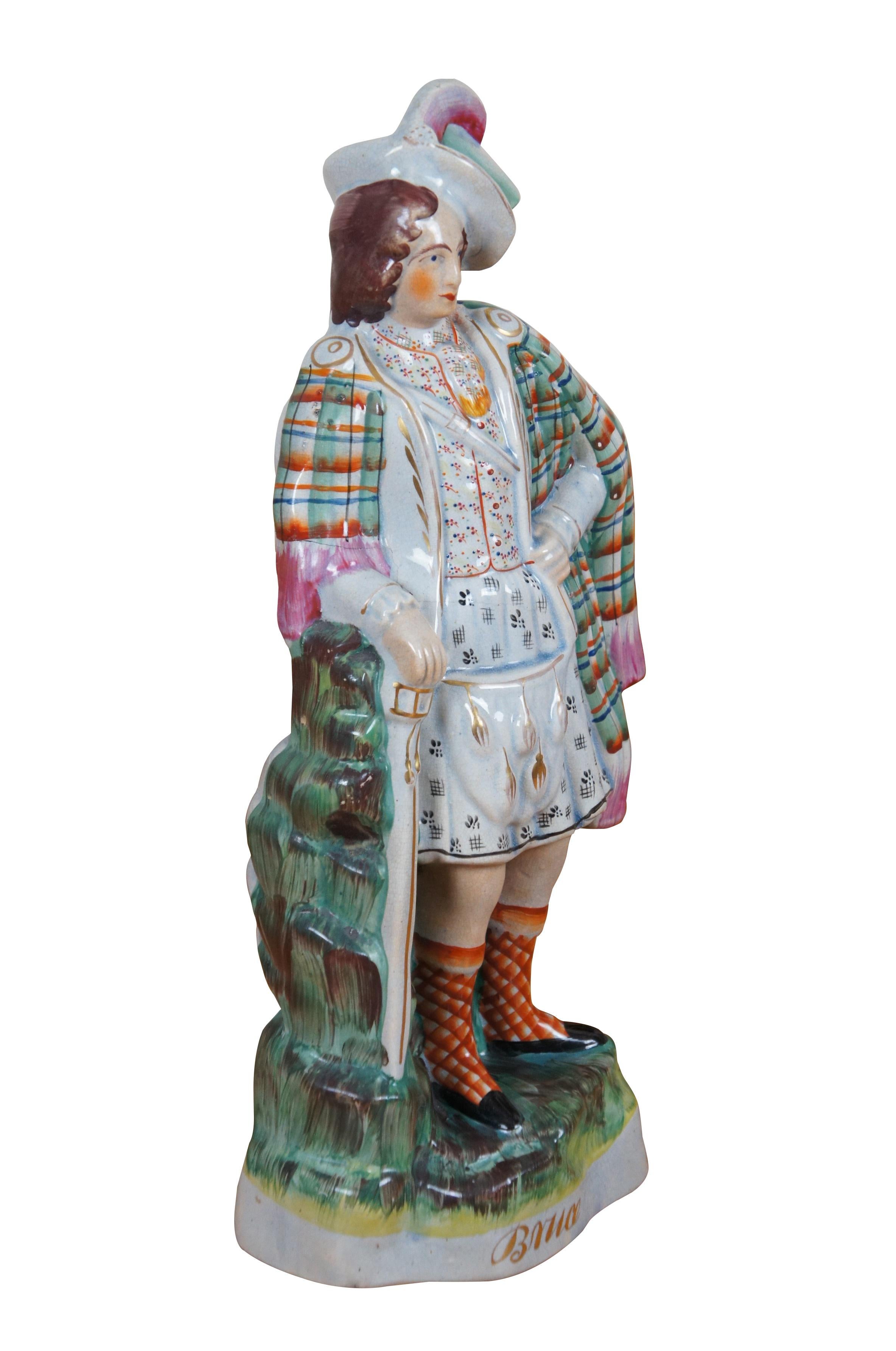 Victorian Antique Staffordshire Porcelain Robert the Bruce King of Scotland Figurine 15