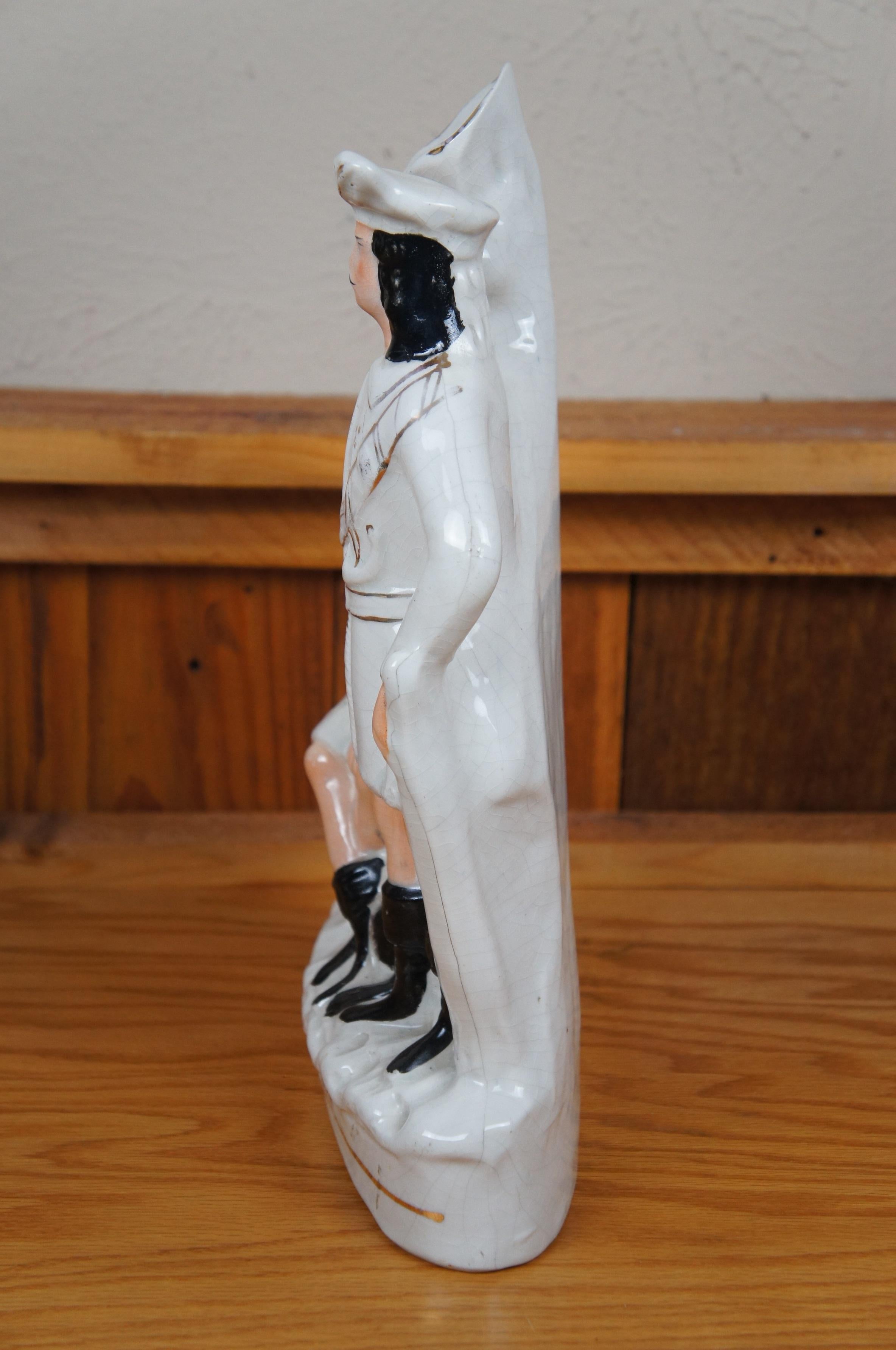 Porcellana Antico vaso di porcellana Staffordshire Robin Hood Little John & Spaniel Spill 15