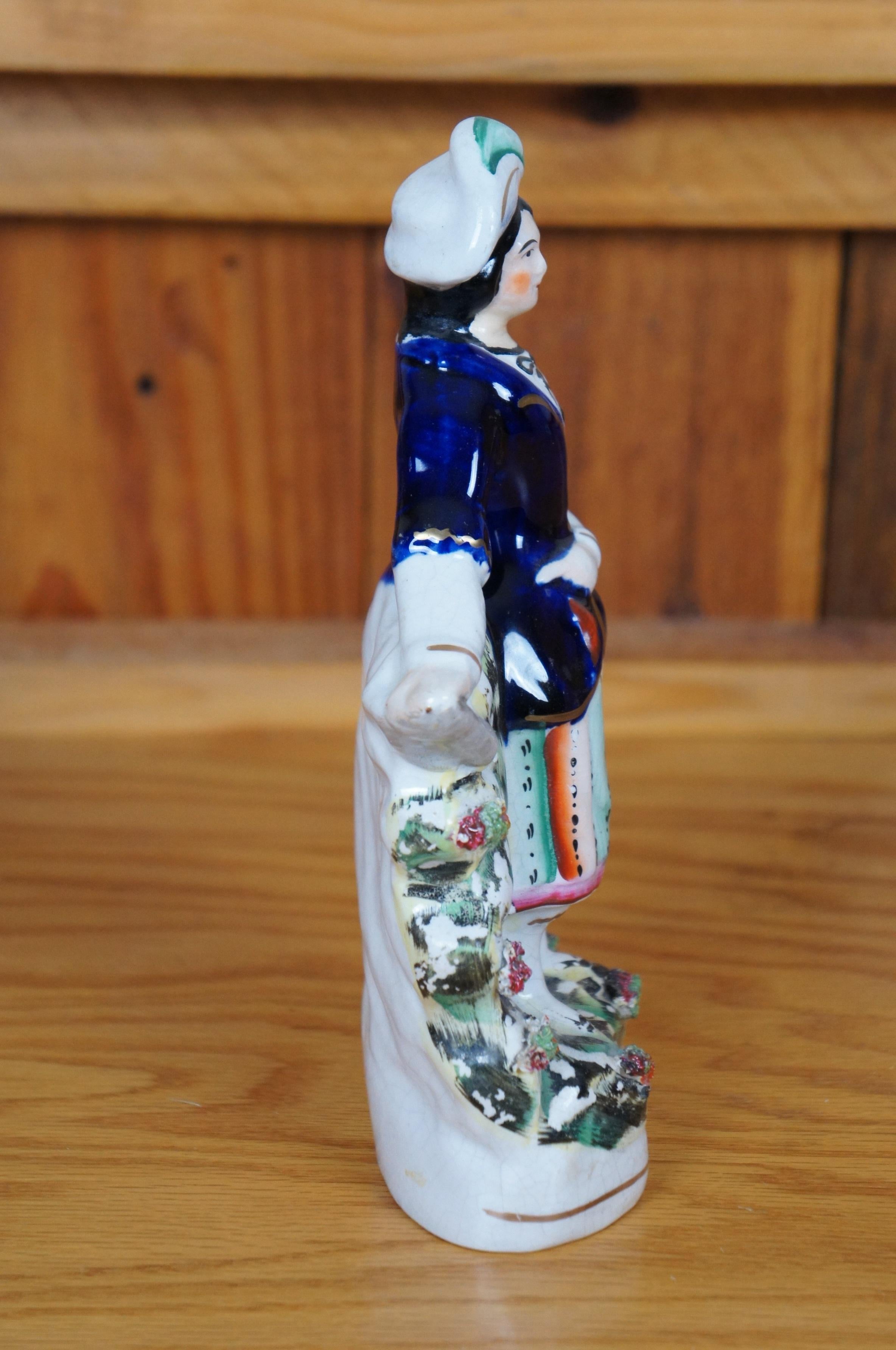 Porcellana Antica statuetta del pastore scozzese Highlander in porcellana Staffordshire 9
