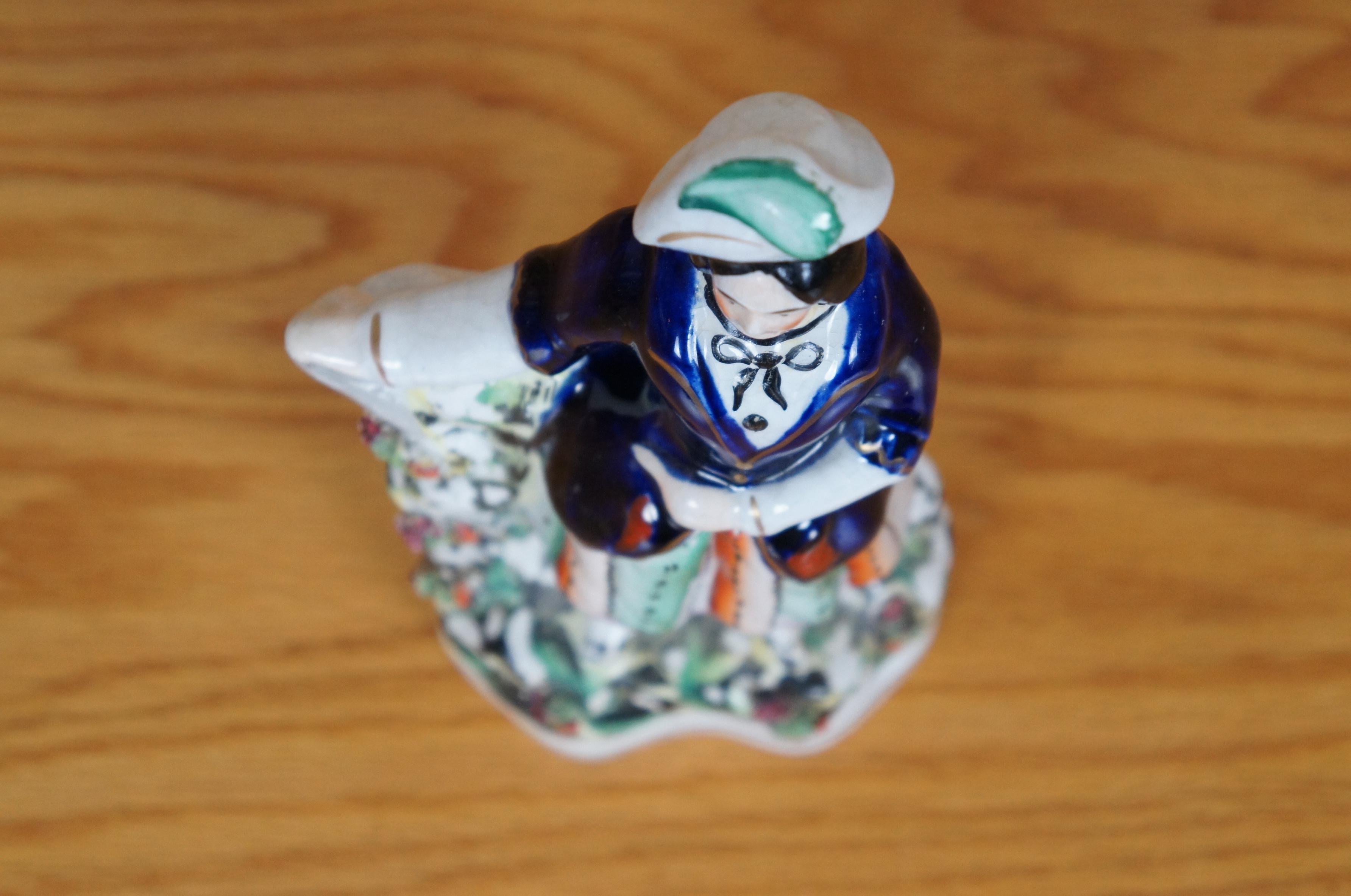 Antica statuetta del pastore scozzese Highlander in porcellana Staffordshire 9