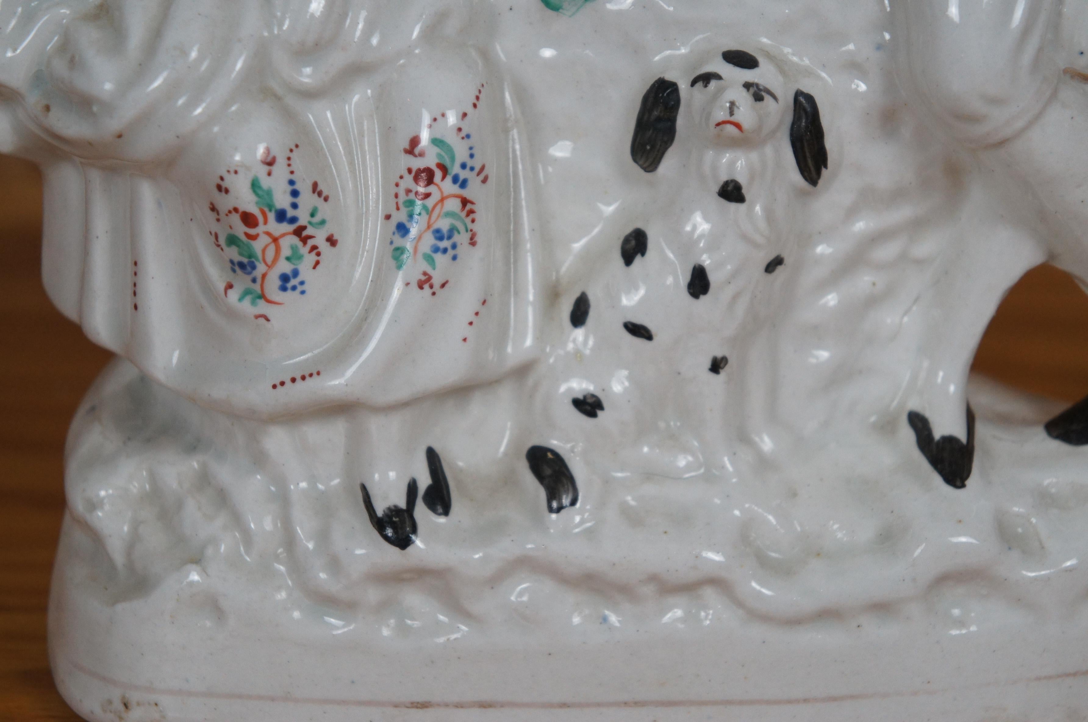 Antique Staffordshire Porcelain Shepherd Pocket Watch Holder Mantel Figurine 13