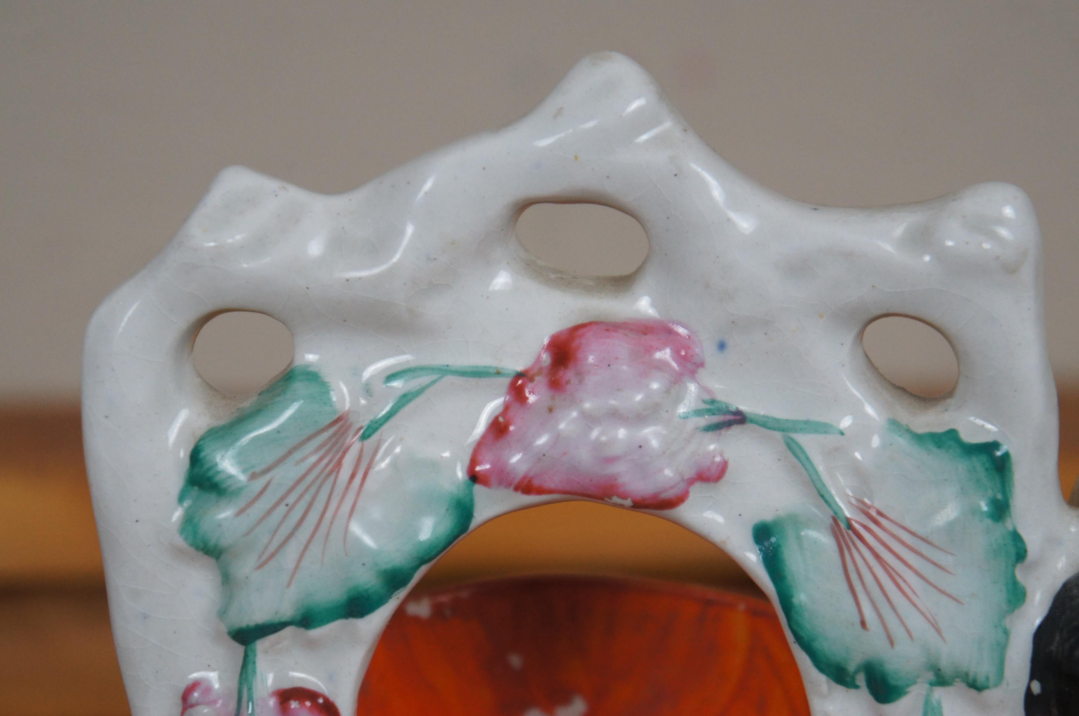 Antique Staffordshire Porcelain Shepherd Pocket Watch Holder Mantel Figurine 13