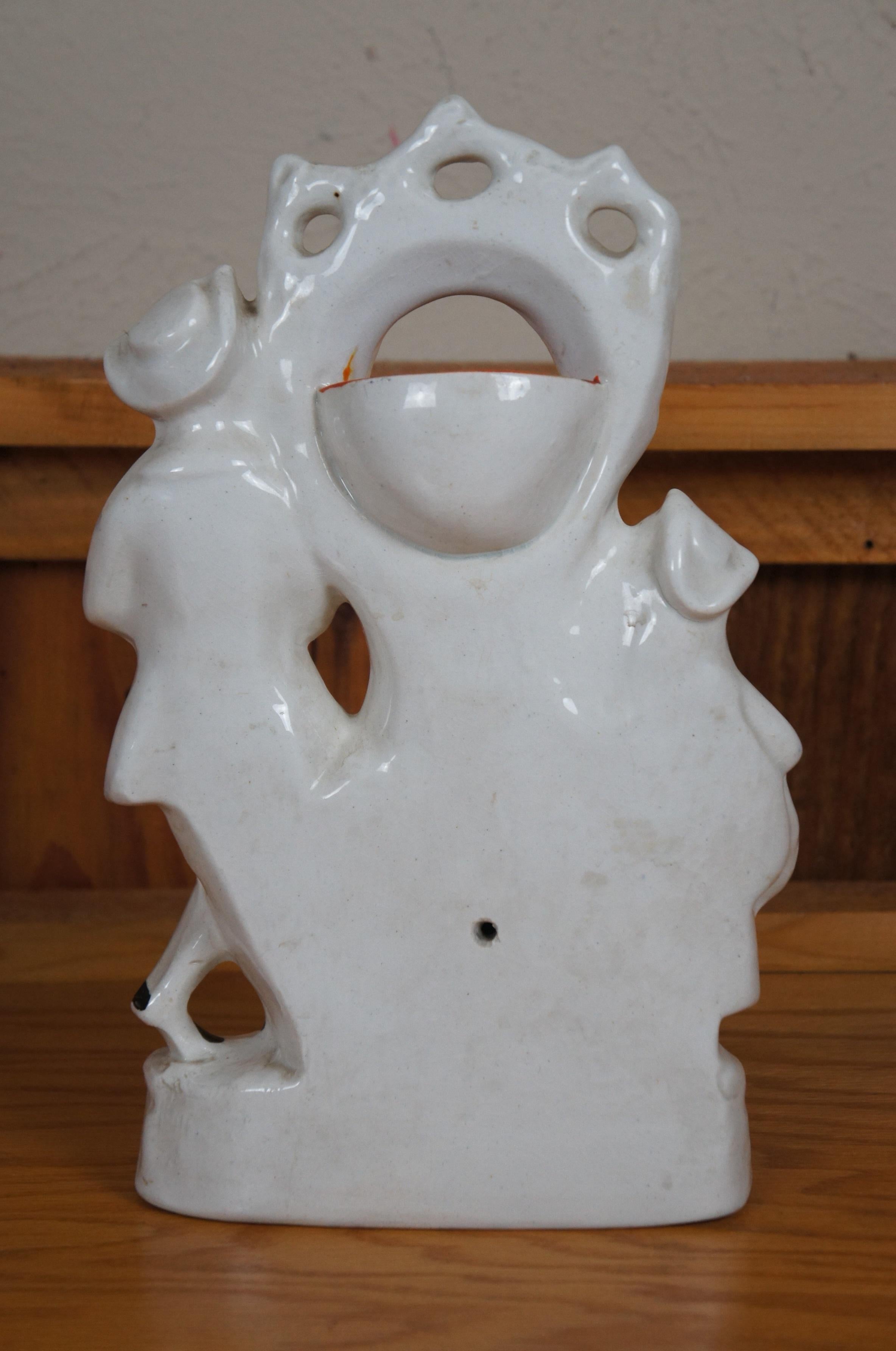 Antique Staffordshire Porcelain Shepherd Pocket Watch Holder Mantel Figurine 13