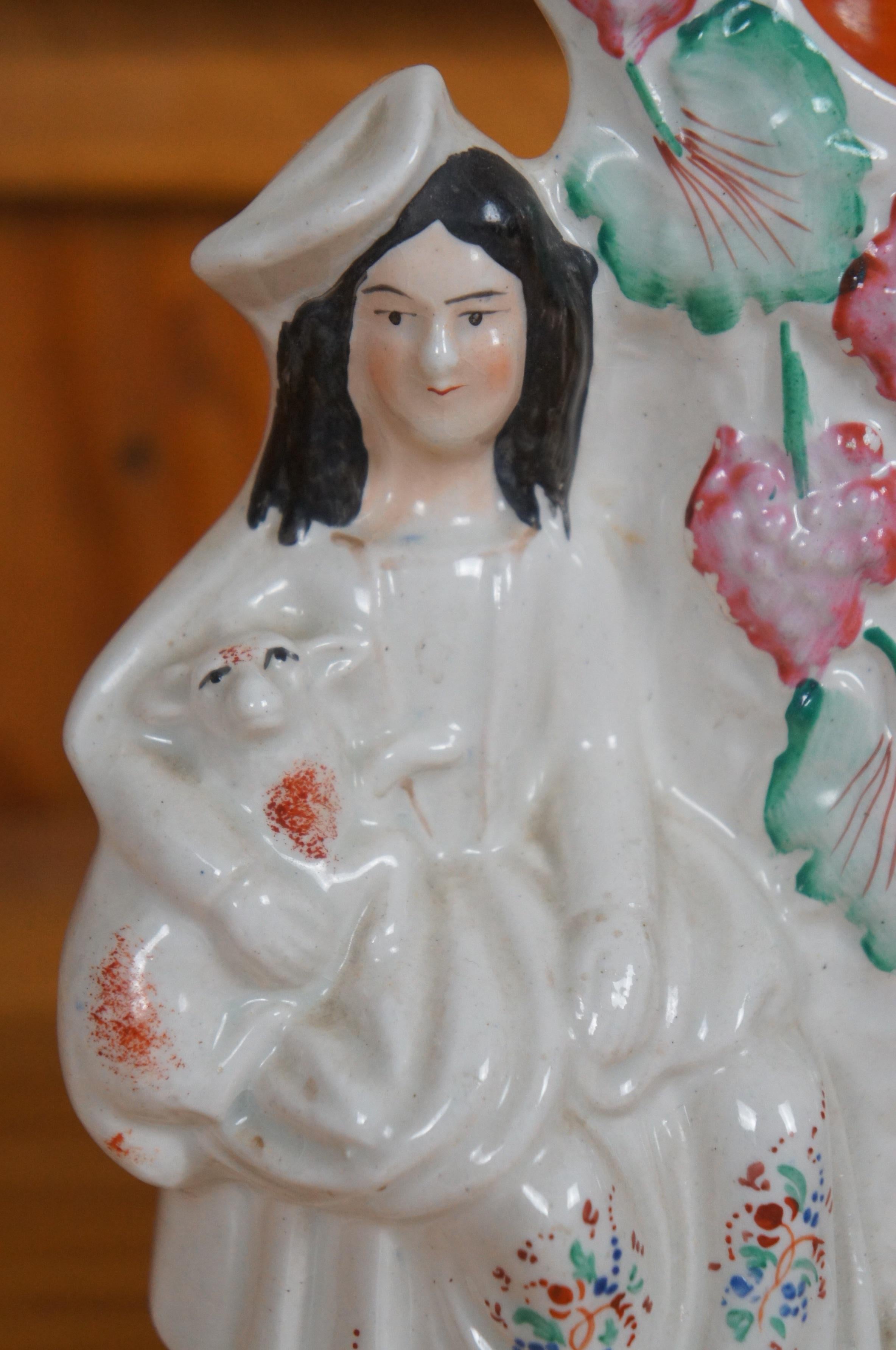 Antique Staffordshire Porcelain Shepherd Pocket Watch Holder Mantel Figurine 13