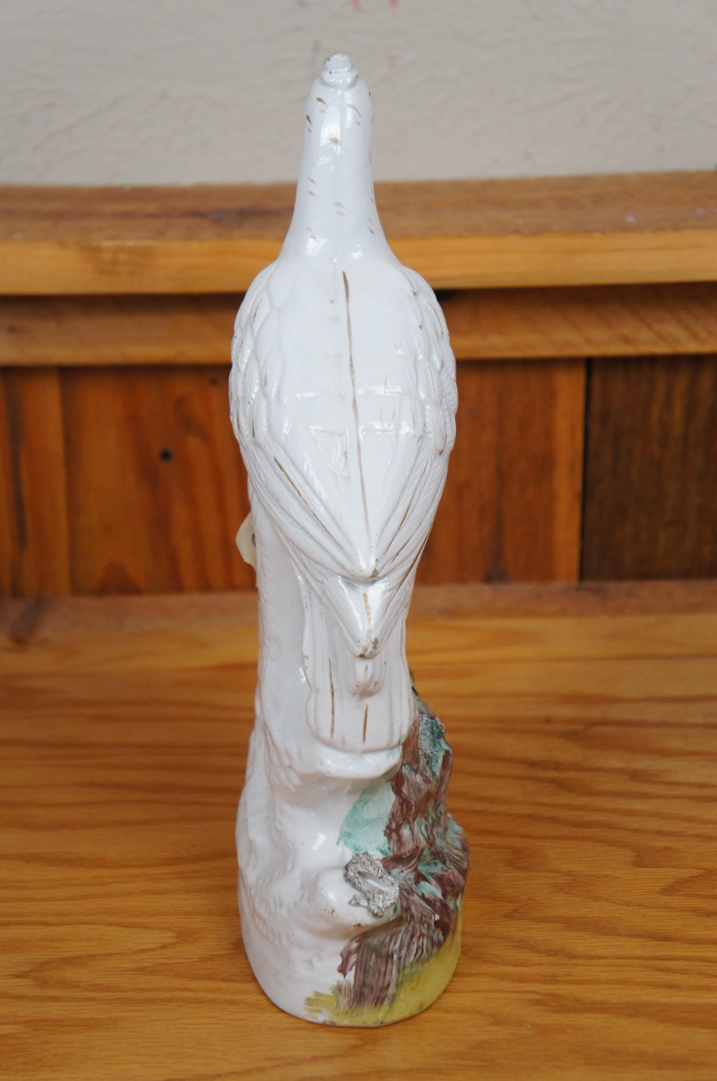 Figurilla Antigua de Porcelana Staffordshire Blanca Roc Pájaro Faisán 13