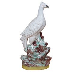 Antique Staffordshire Porcelain White Roc Bird Pheasant Figurine 13"