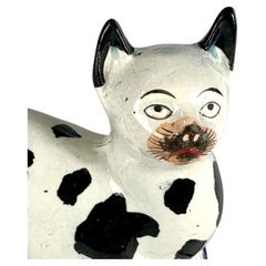 Antique Staffordshire Pottery Cat England Victorian Era Ca. 1860