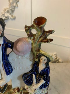 Antique Staffordshire Pottery Figure Spill Vase Man and Woman