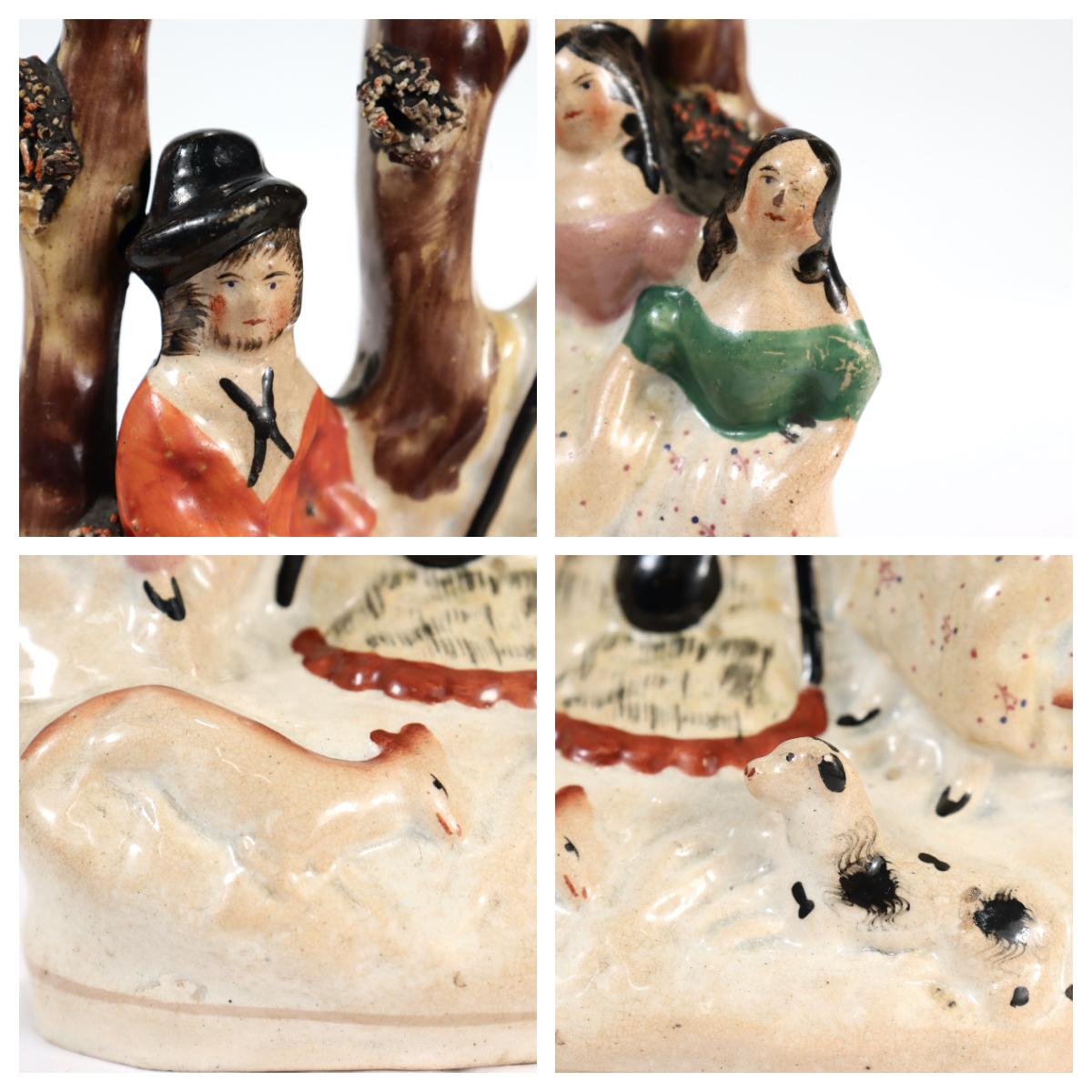 Figurine à dos plat d'un camp gitan avec feu de camp du Staffordshire Pottery en vente 4