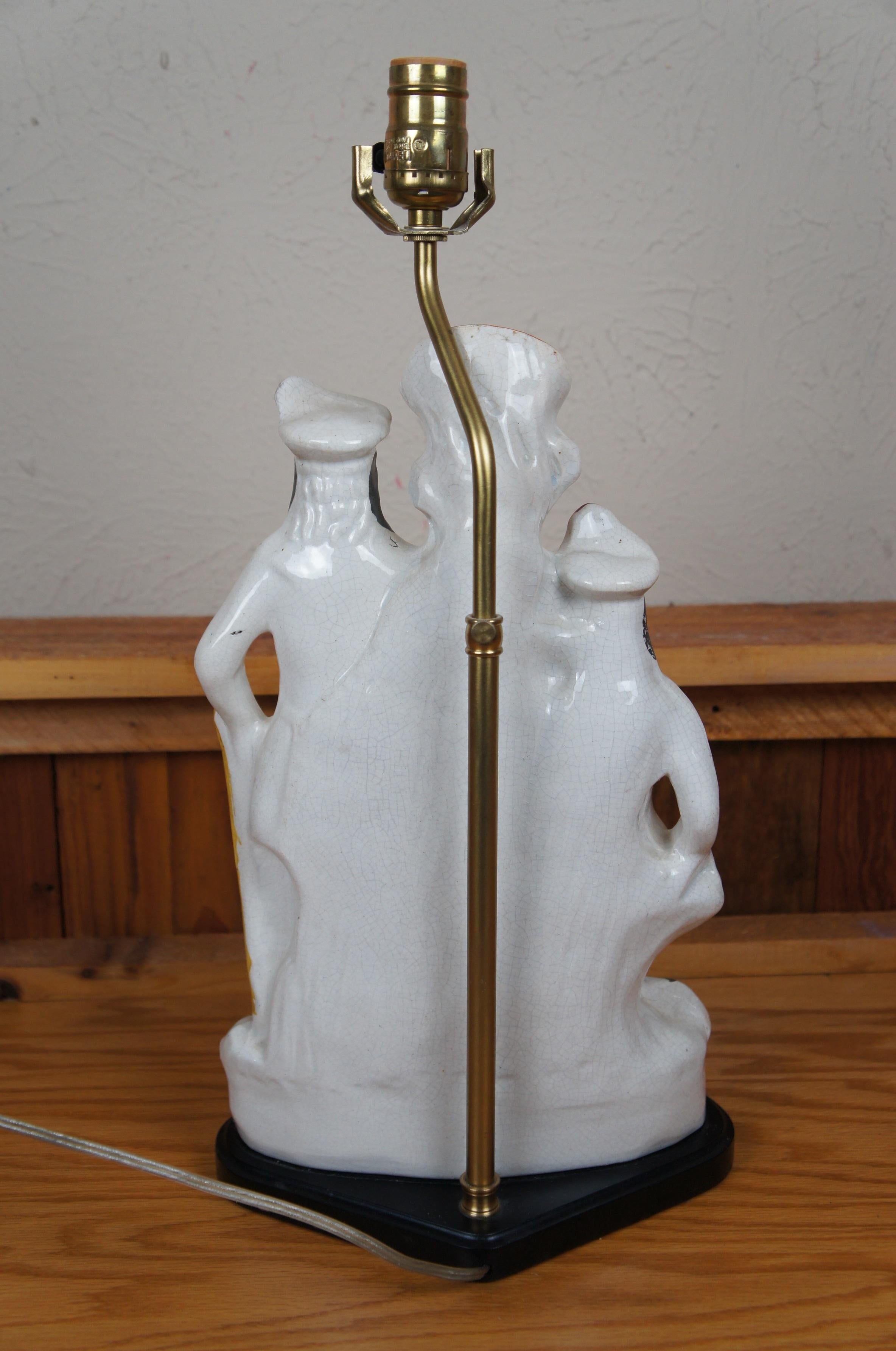 Antique Staffordshire Robin Hood Little John & Spaniel Spill Vase Table Lamp 29