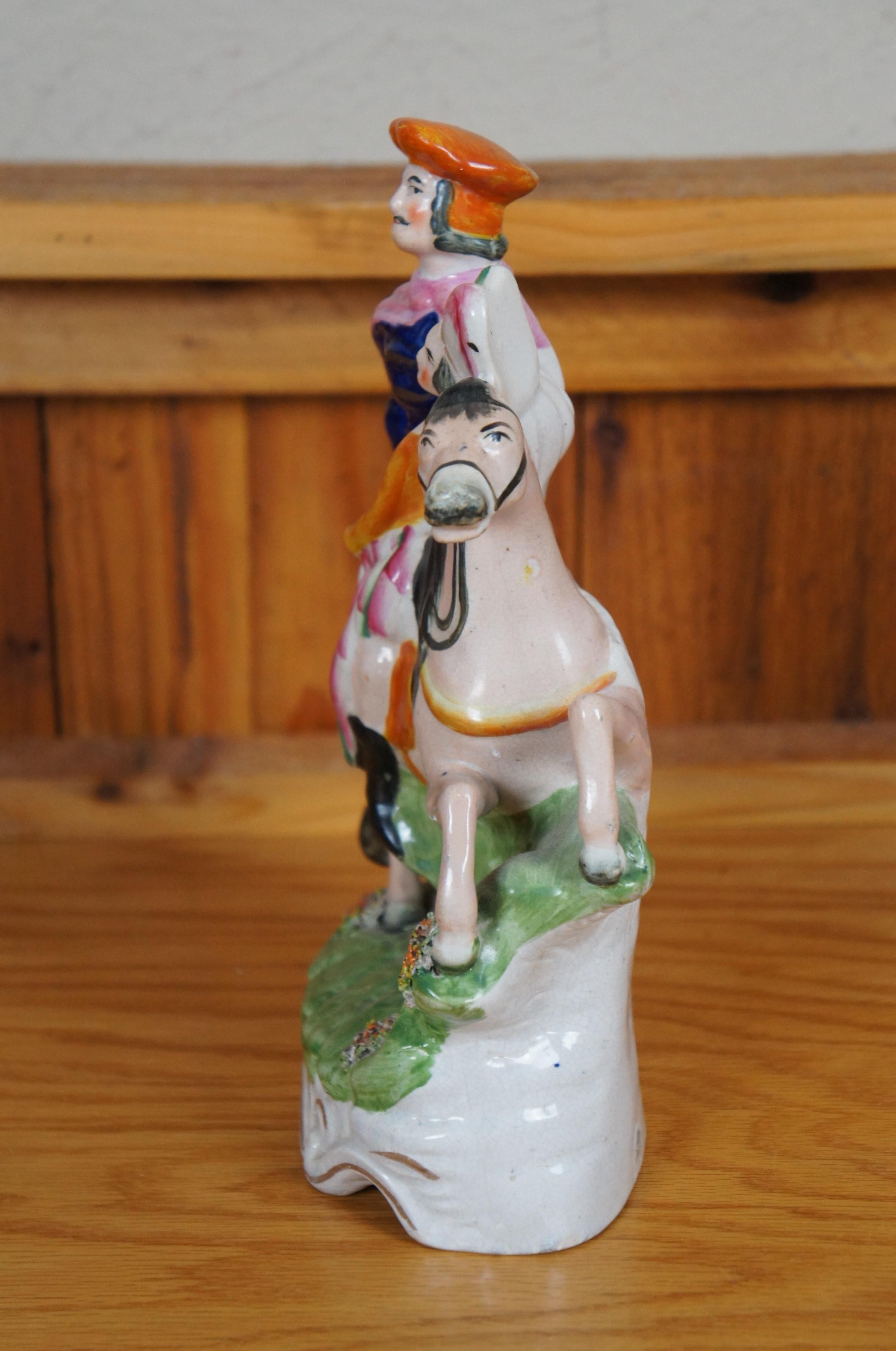 Porcellana Antica statuetta di Saint George e della principessa a cavallo dello Staffordshire da 11 pollici in vendita