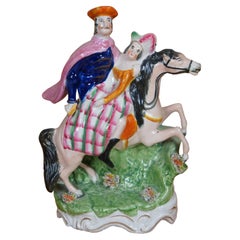Antique Staffordshire Saint George & Princess Horseback Figurine 11"
