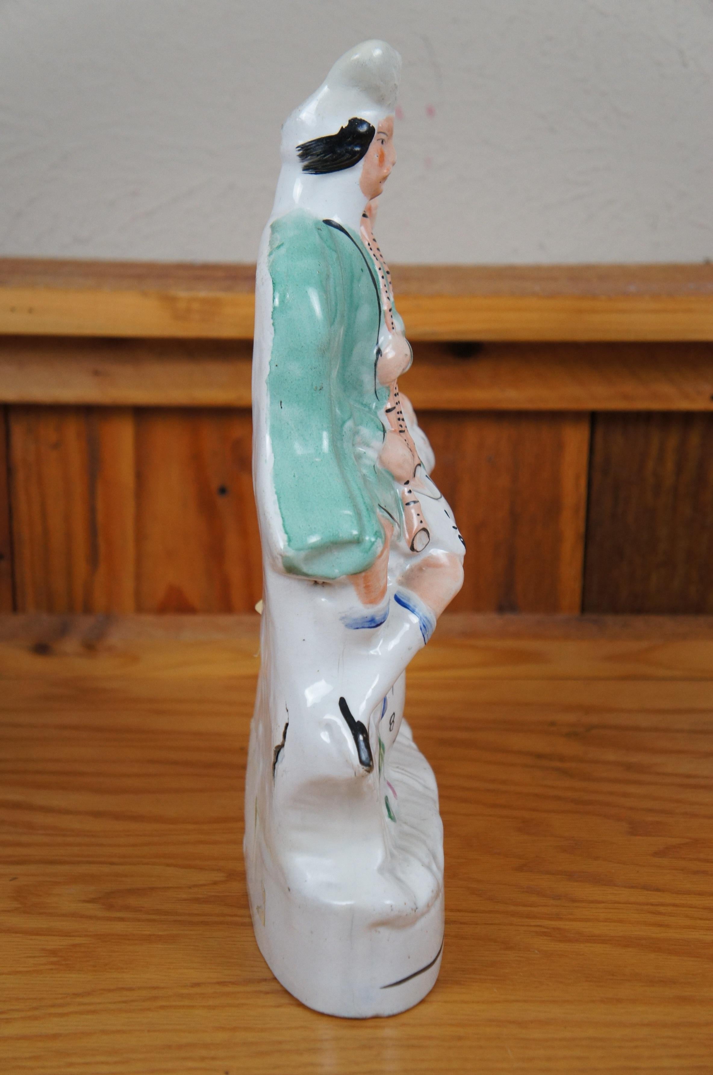 Figurita Reloj Antiguo Staffordshire Scottish Highland Pareja Bolsa Pipas 14