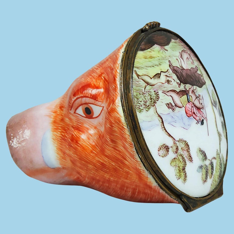 Antique Staffordshire Stirrup Cup, Rare, Covered Porcelain Boar's Head at  1stDibs
