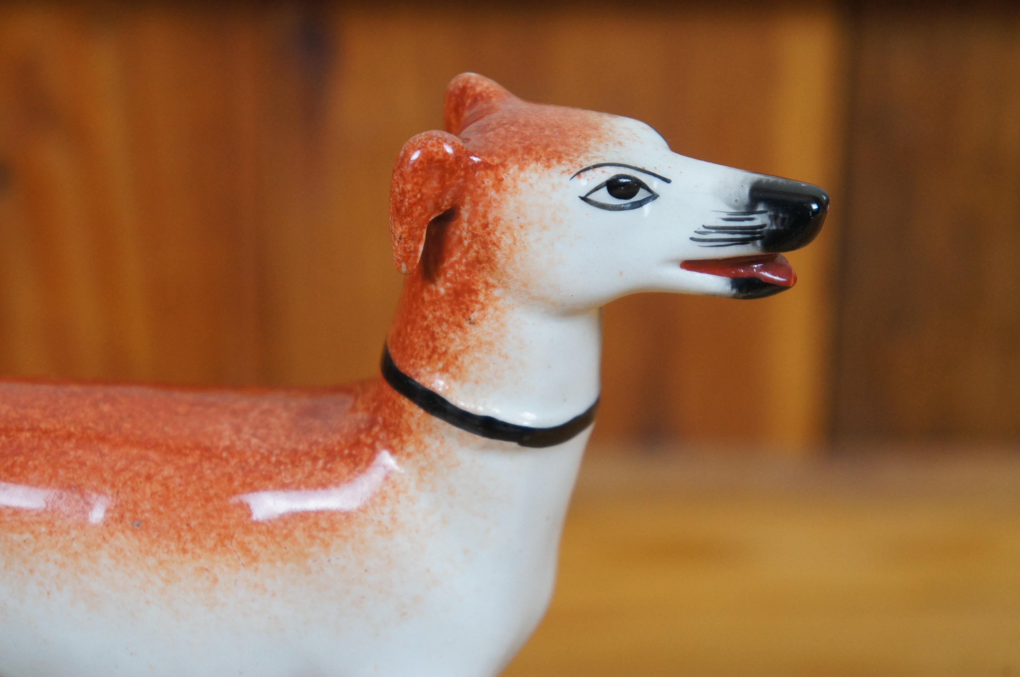 Antique Staffordshire Whippet Greyhound Rabbit Hunting Dog Figurine 7