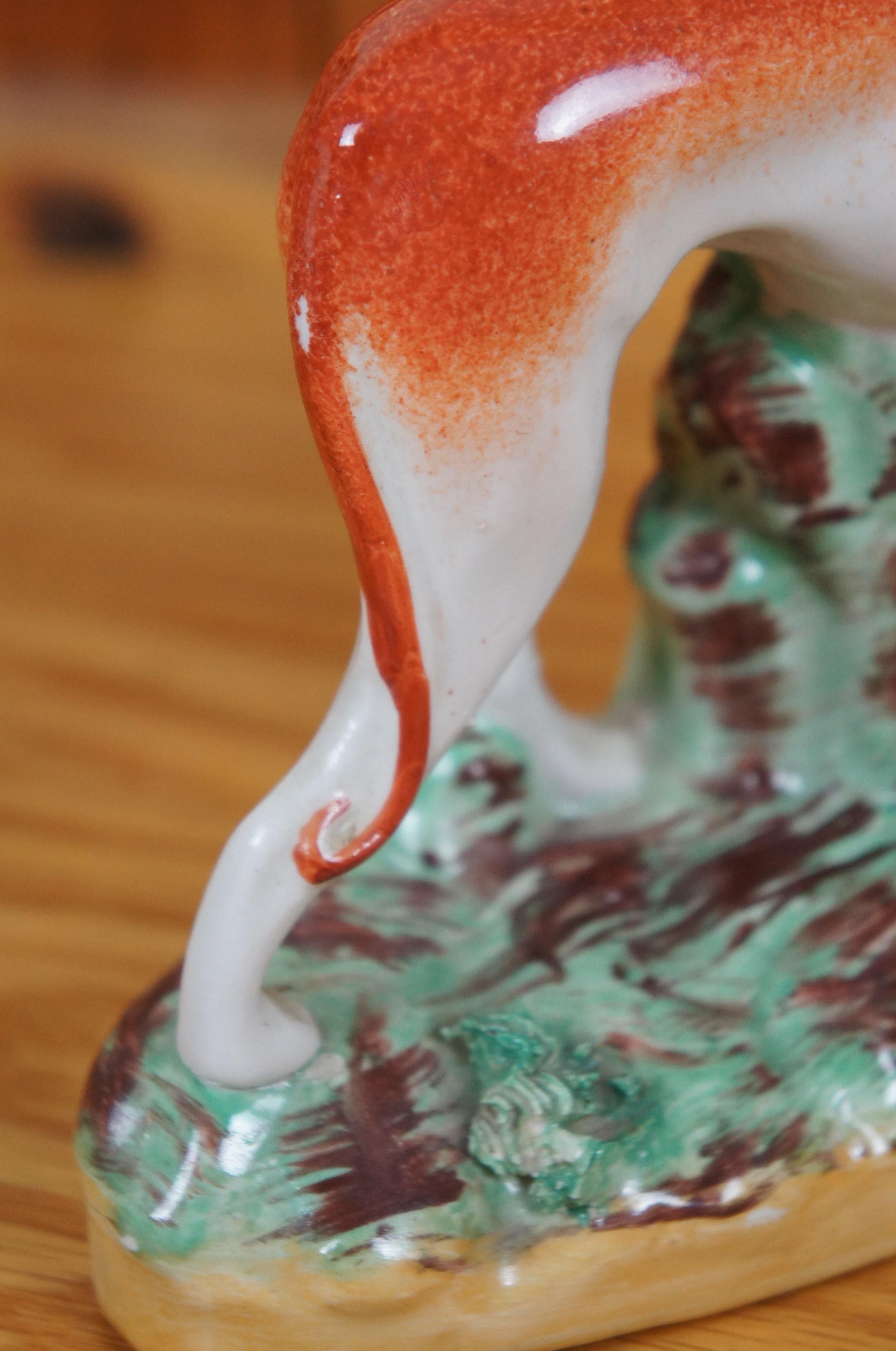 Antique Staffordshire Whippet Greyhound Rabbit Hunting Dog Figurine 7
