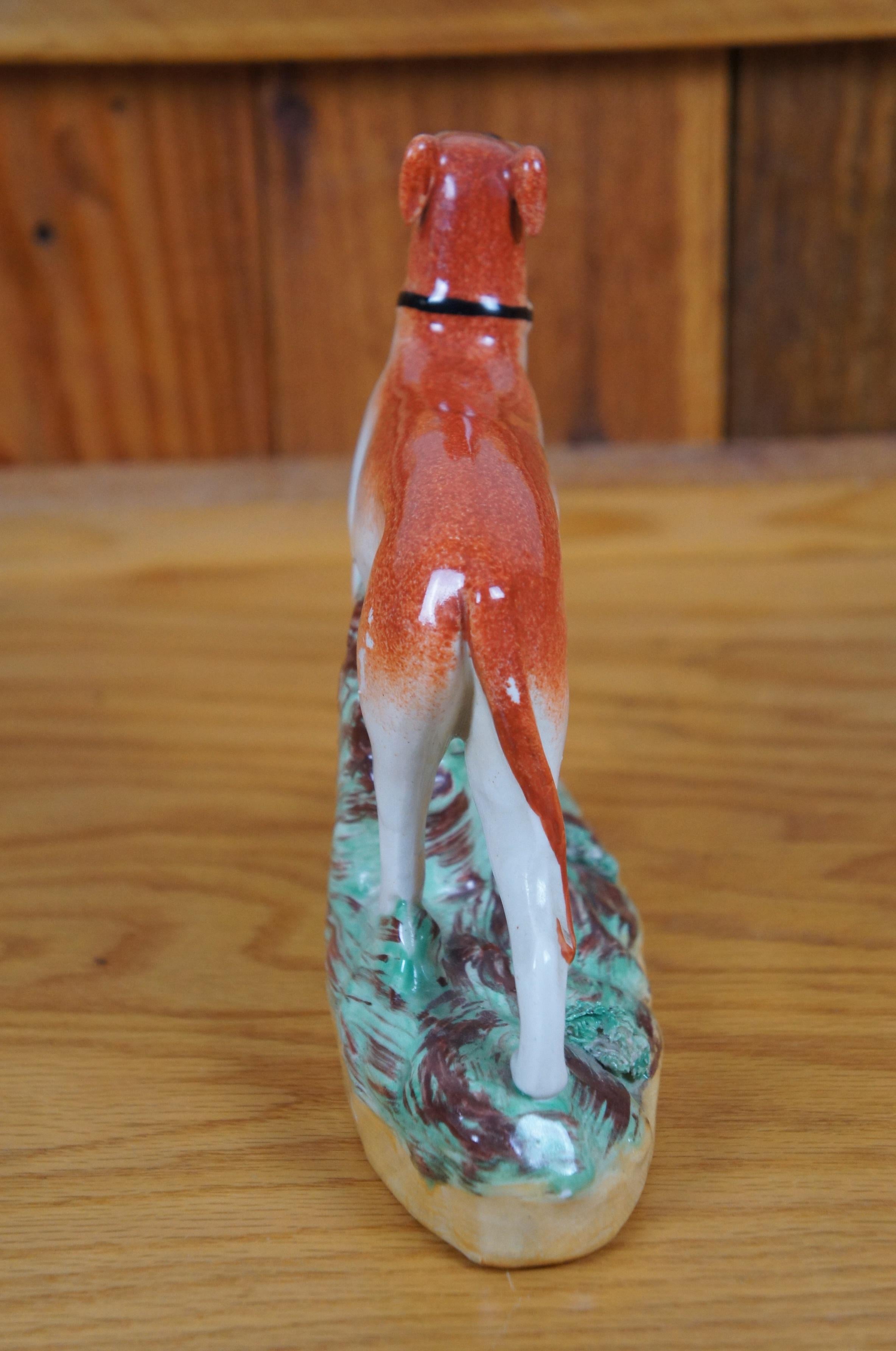 Antique Staffordshire Whippet Greyhound Rabbit Hunting Dog Figurine 7