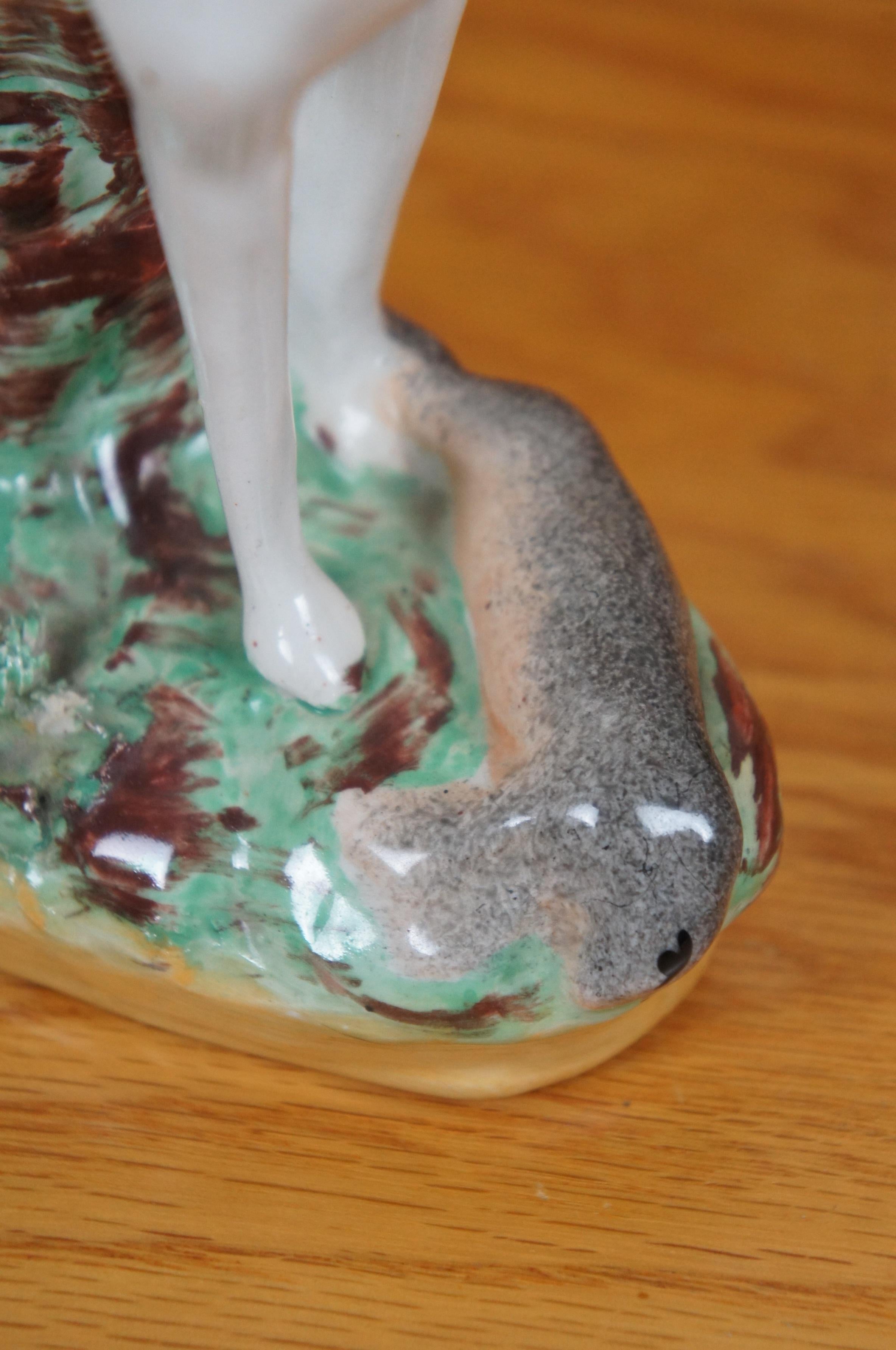 Antique Staffordshire Whippet Greyhound Rabbit Hunting Dog Figurine 7