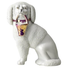 Ancienne figurine de chien Confetti du Stafordshire, finition irisée, 1860