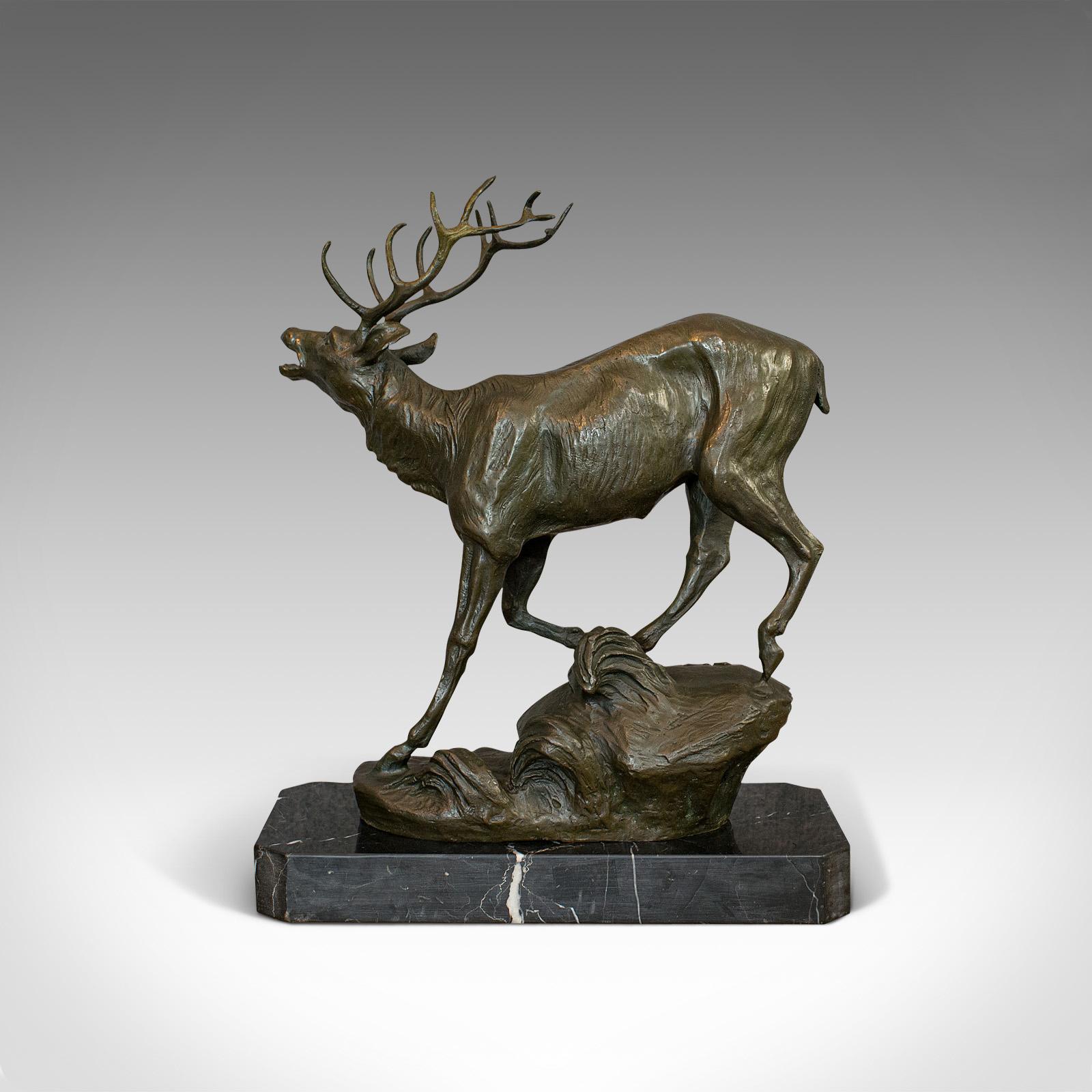 Late Victorian Antique Stag Bronze, French, Deer, Elk, Prosper LeCourtier, Victorian circa 1900