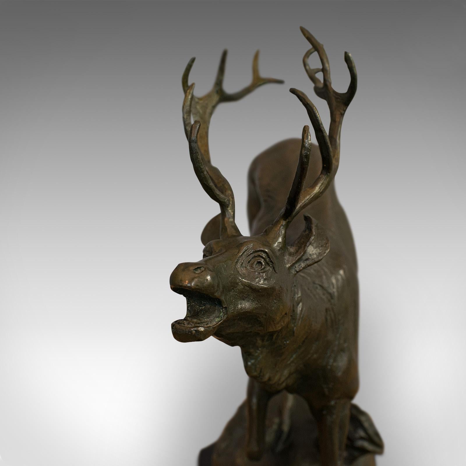 Antique Stag Bronze, French, Deer, Elk, Prosper LeCourtier, Victorian circa 1900 In Good Condition In Hele, Devon, GB